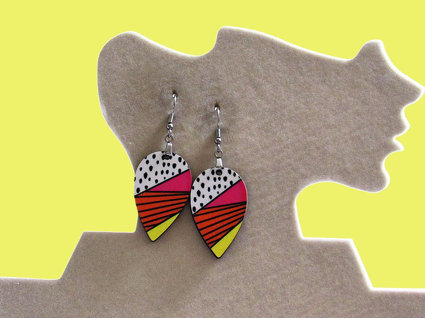 Reverse Teardrop Shaped Sublimated Earrings