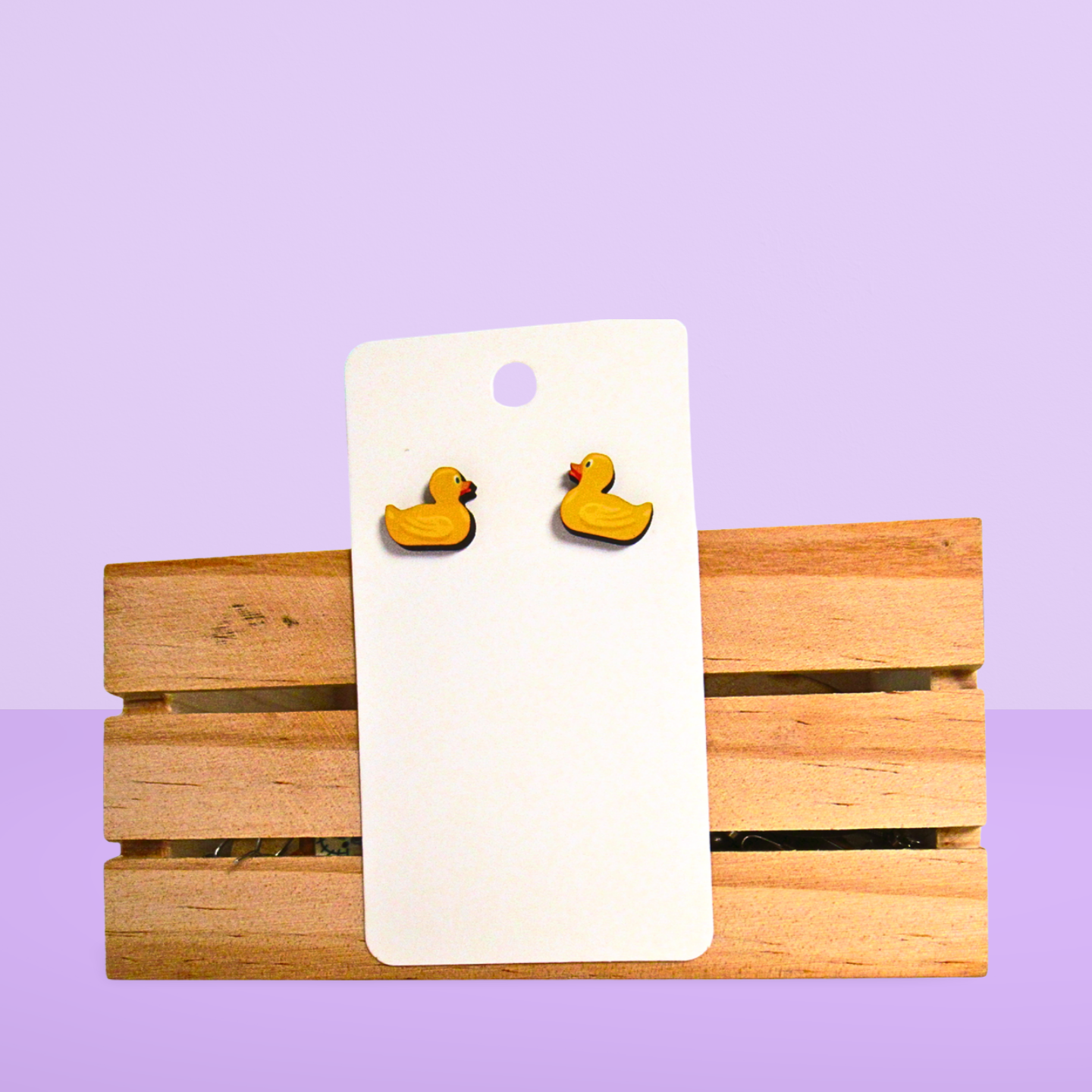 Rubber Duck Shaped Sublimated Stud Earrings
