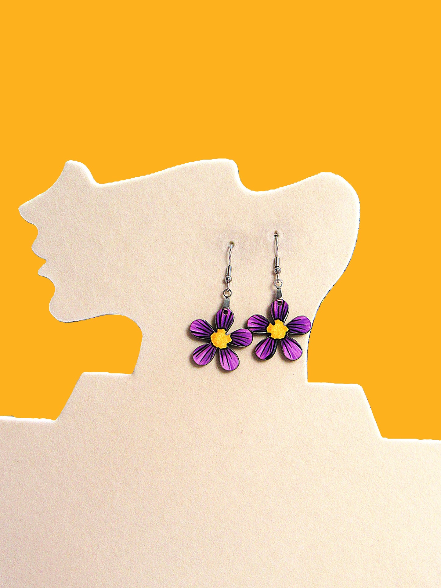 1 inch Hippie Flower Shaped Sublimated Earrings MDF