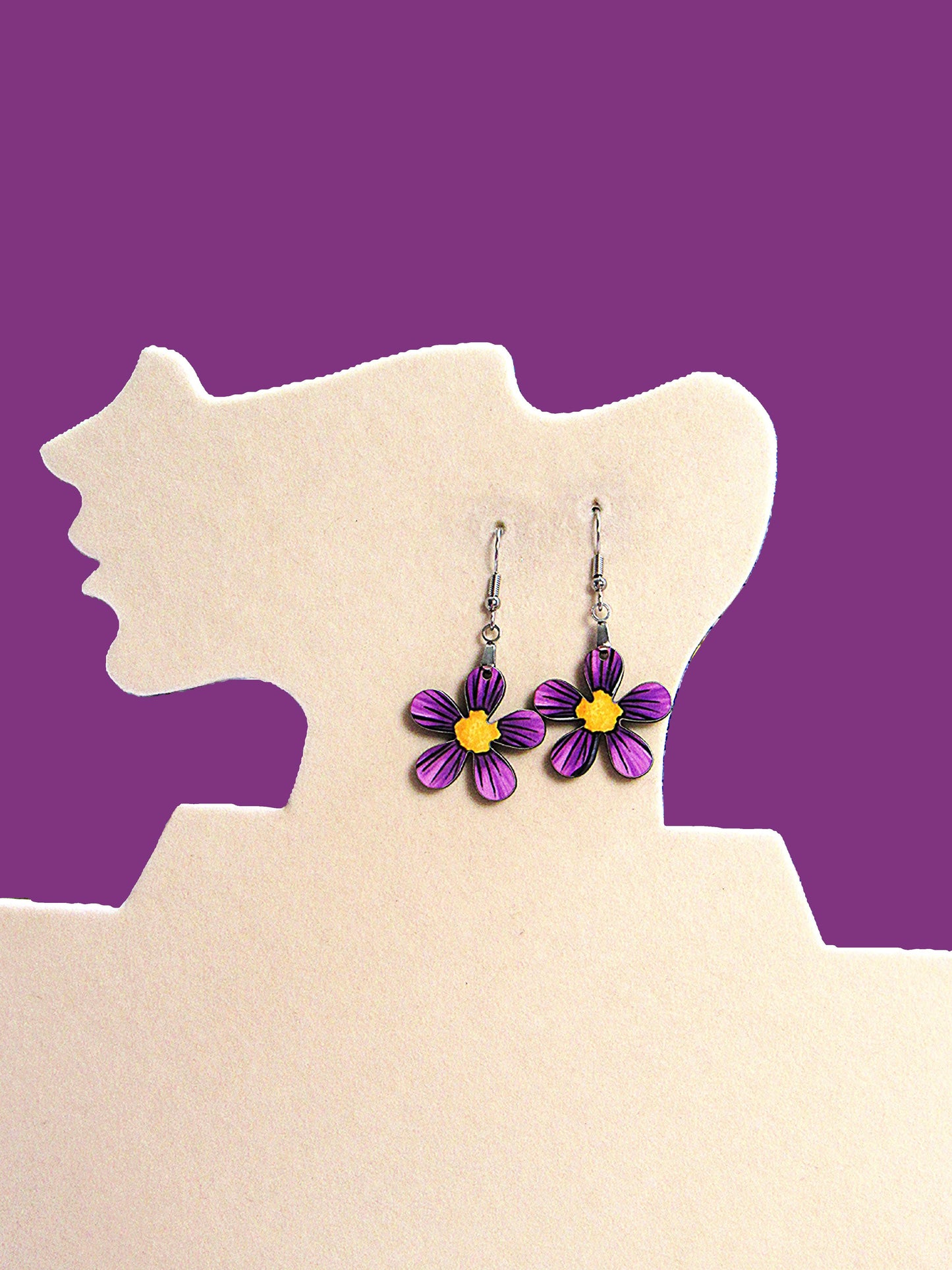 1 inch Hippie Flower Shaped Sublimated Earrings MDF