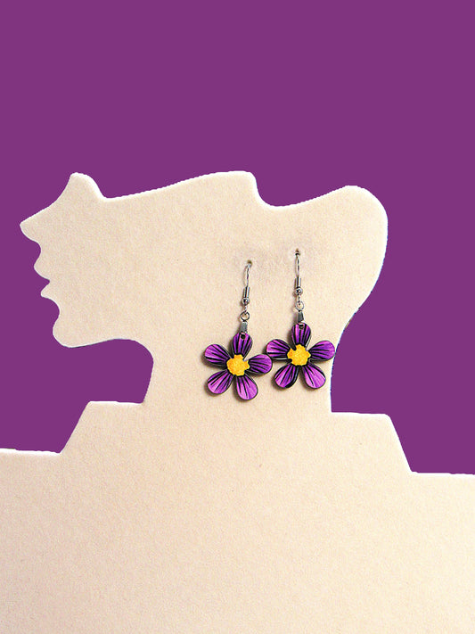 1 inch Hippie Flower Shaped Sublimated Earrings MDF