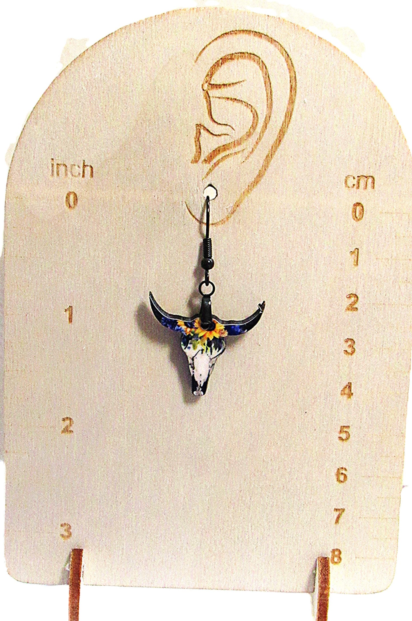 Steer Skull Shaped Sublimated Earrings 1 inch