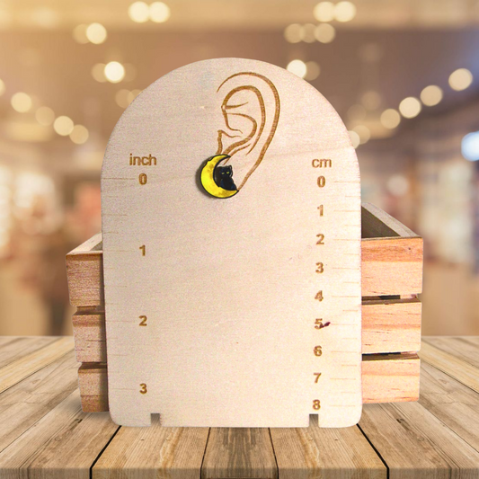 Cat On Moon Shaped Sublimated Stud Earrings