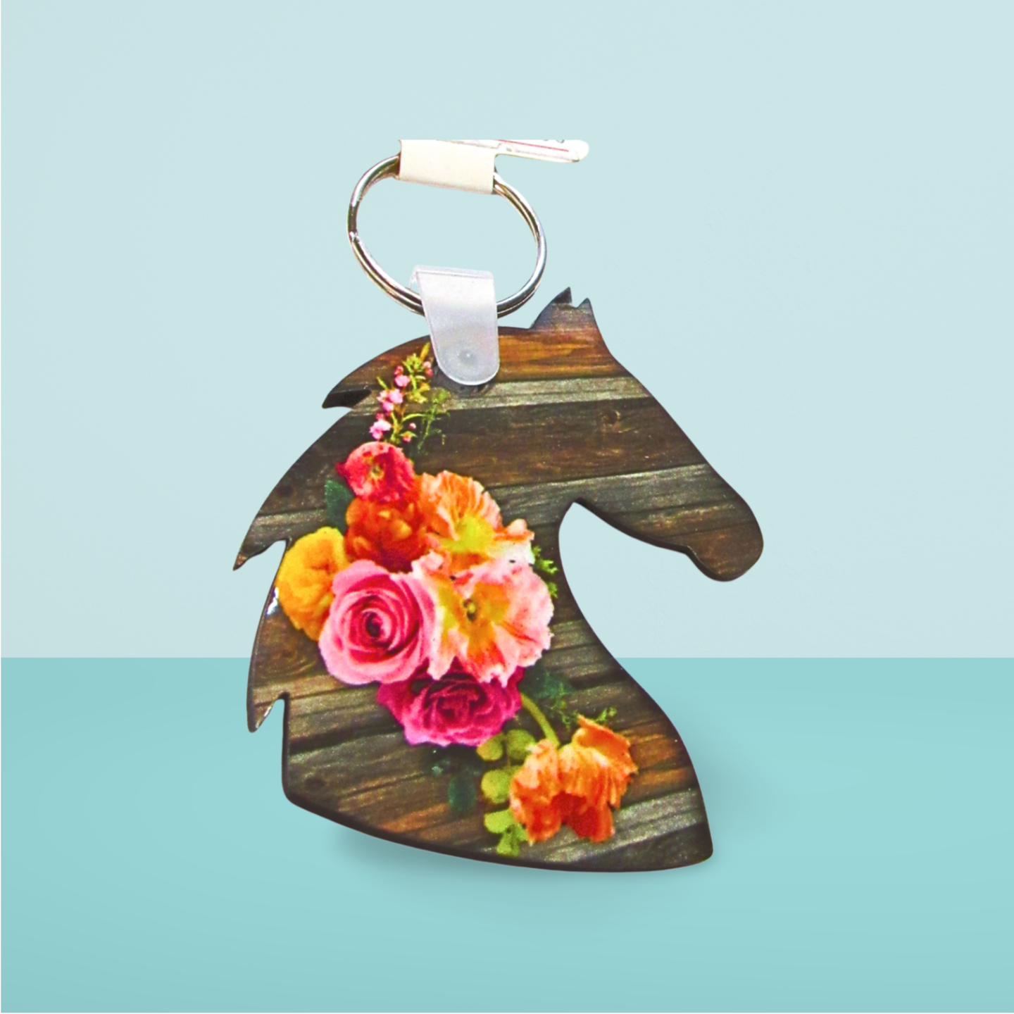 Horse Head Shaped Sublimated Keychain