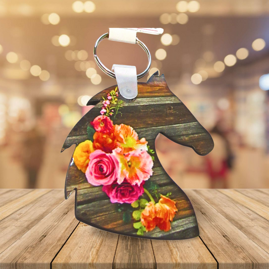 Horse Head Shaped Sublimated Keychain