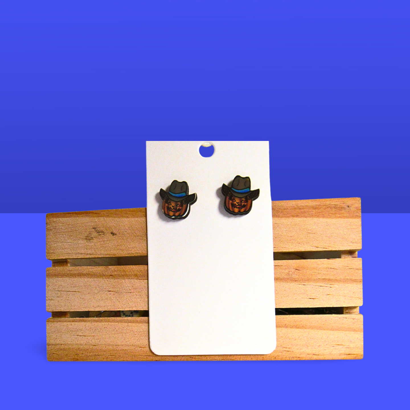 Cowboy Pumpkin Shaped Sublimated Stud Earrings