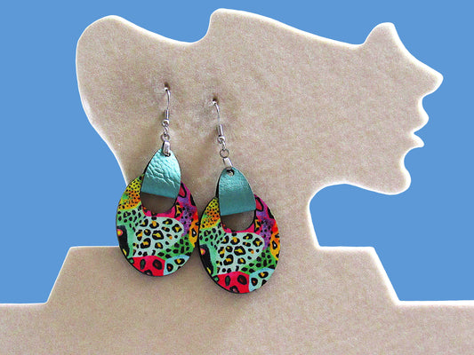 Faux Leather Boho Oval Sublimated Earring