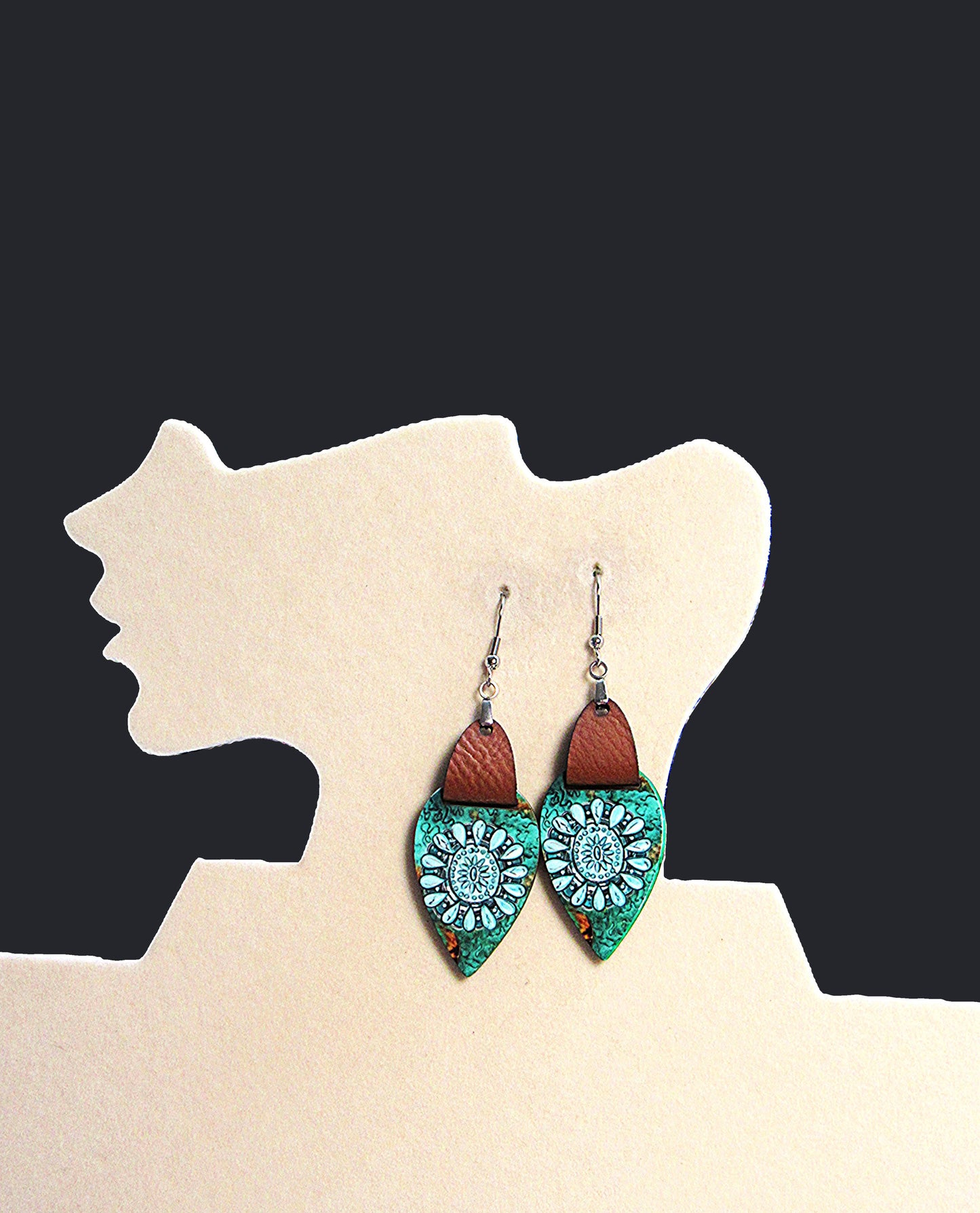 Faux Leather Teardrop Sublimated Earrings