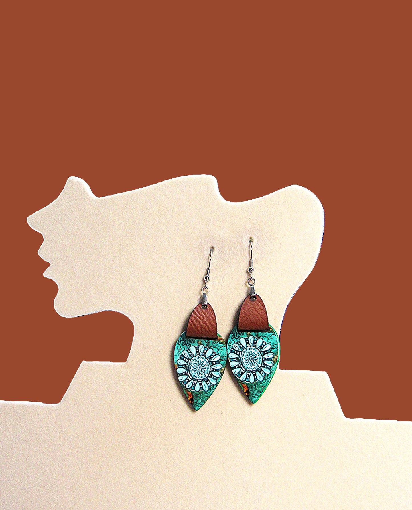 Faux Leather Teardrop Sublimated Earrings