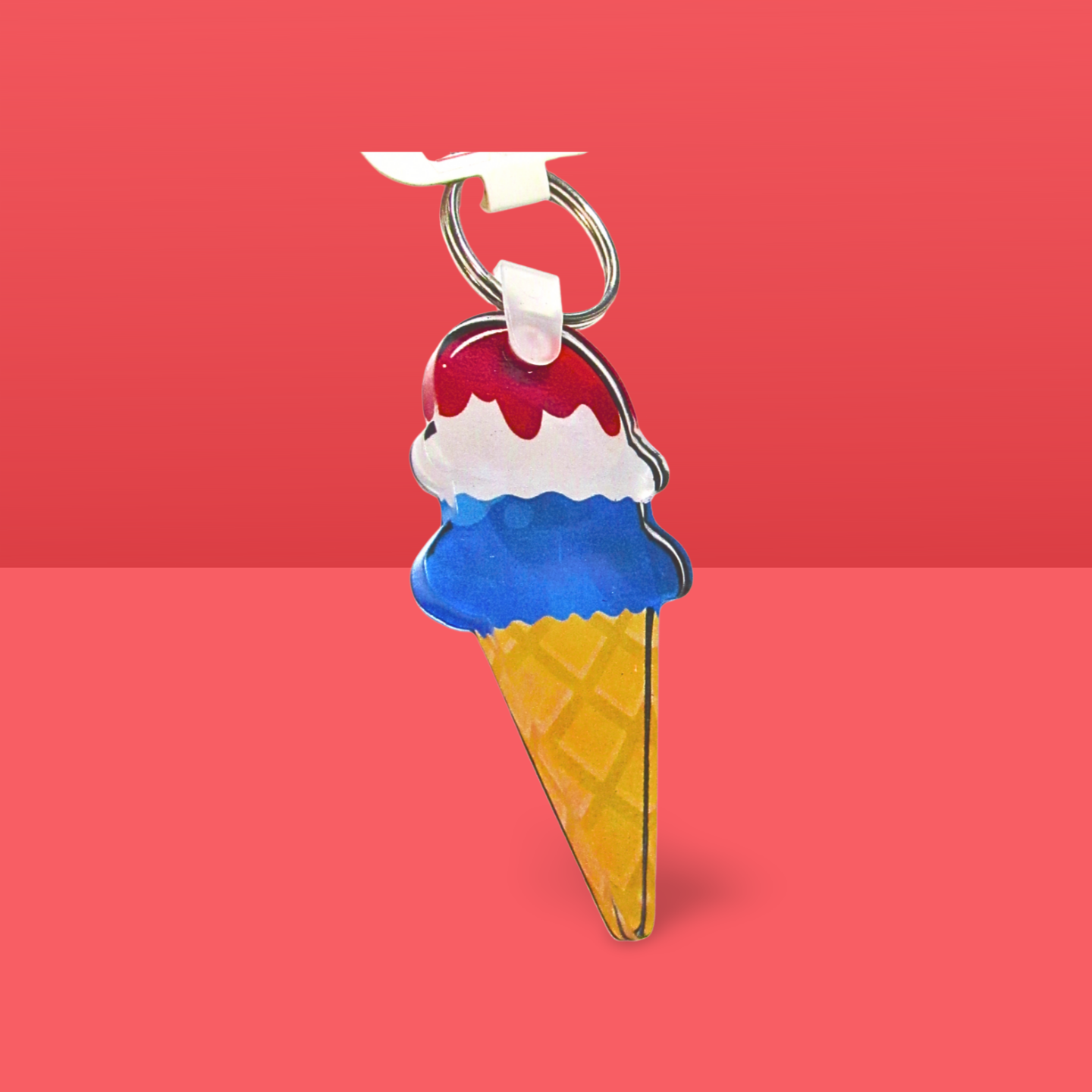 Acrylic Ice Cream Cone Shaped Sublimated Keychain