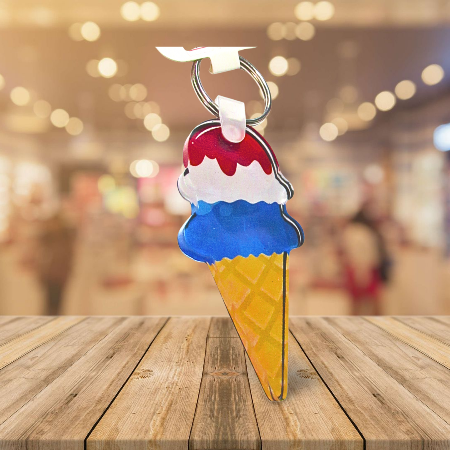 Acrylic Ice Cream Cone Shaped Sublimated Keychain