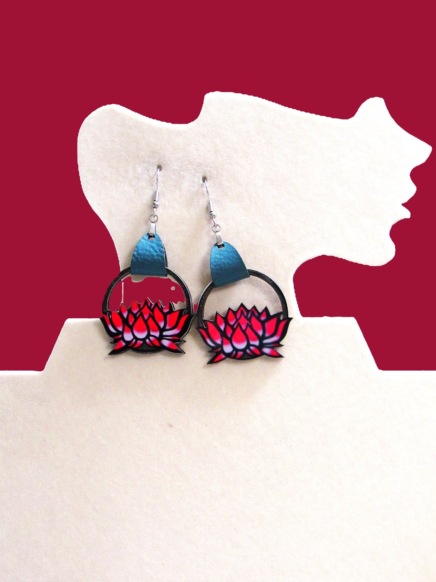 Round Lotus Shaped Sublimated Earrings