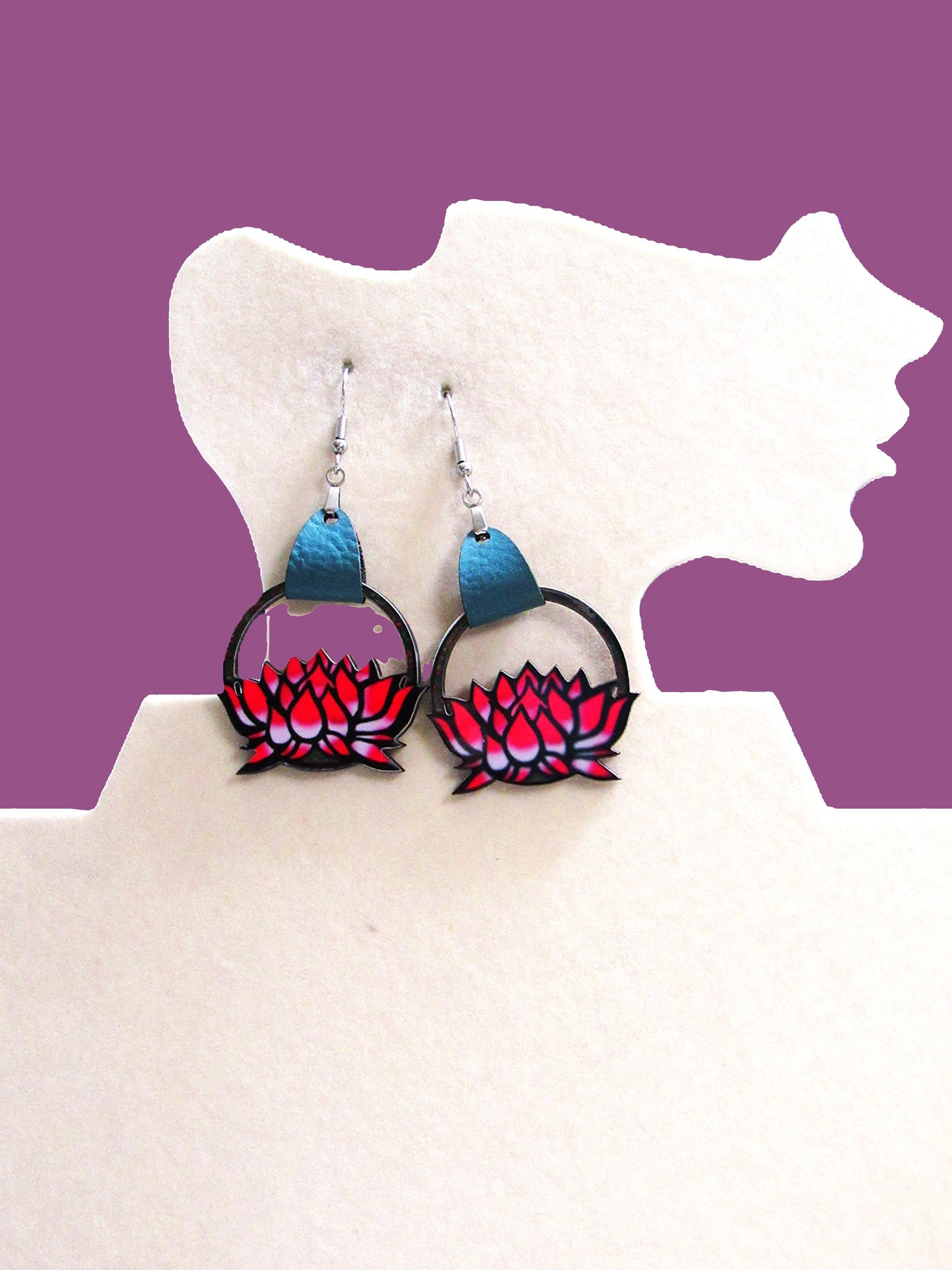 Round Lotus Shaped Sublimated Earrings