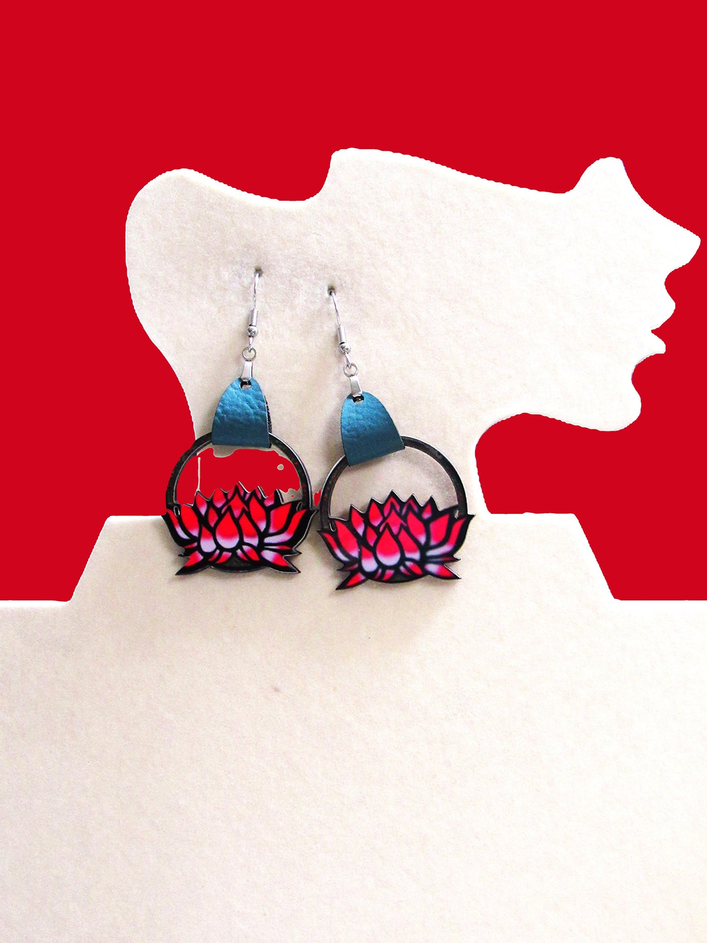 Round Lotus Shaped Sublimated Earrings