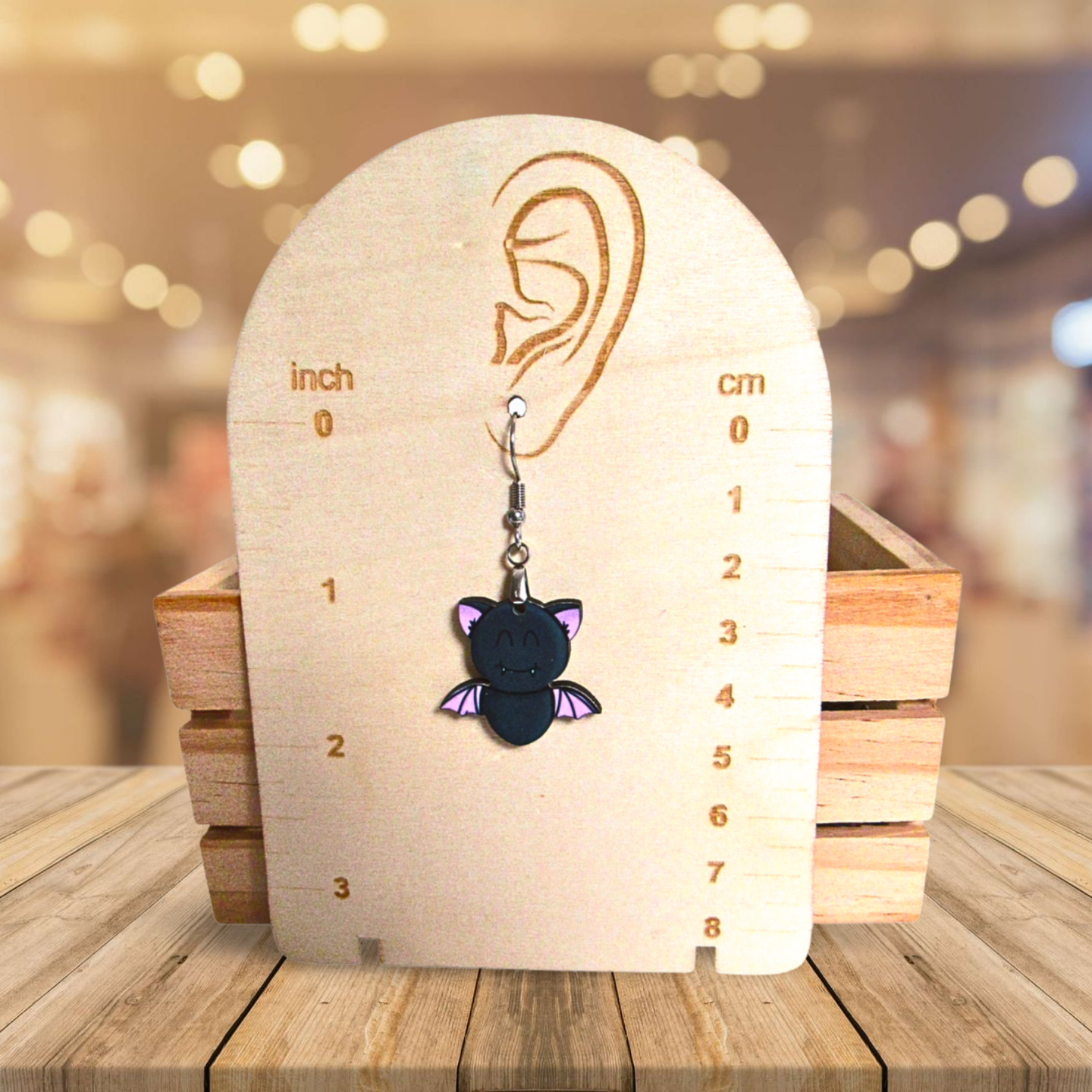 Flying Bat Shaped Sublimated Earrings 1 inch
