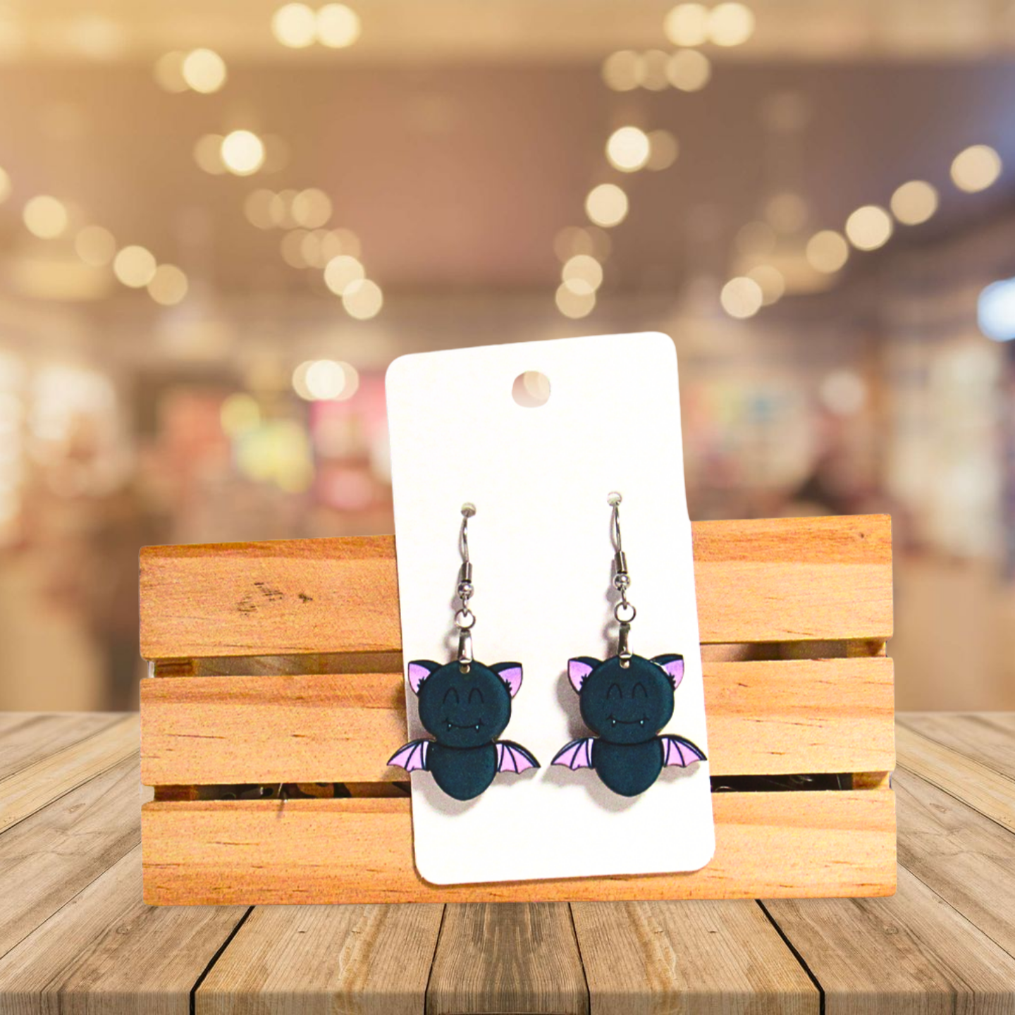 Flying Bat Shaped Sublimated Earrings 1 inch