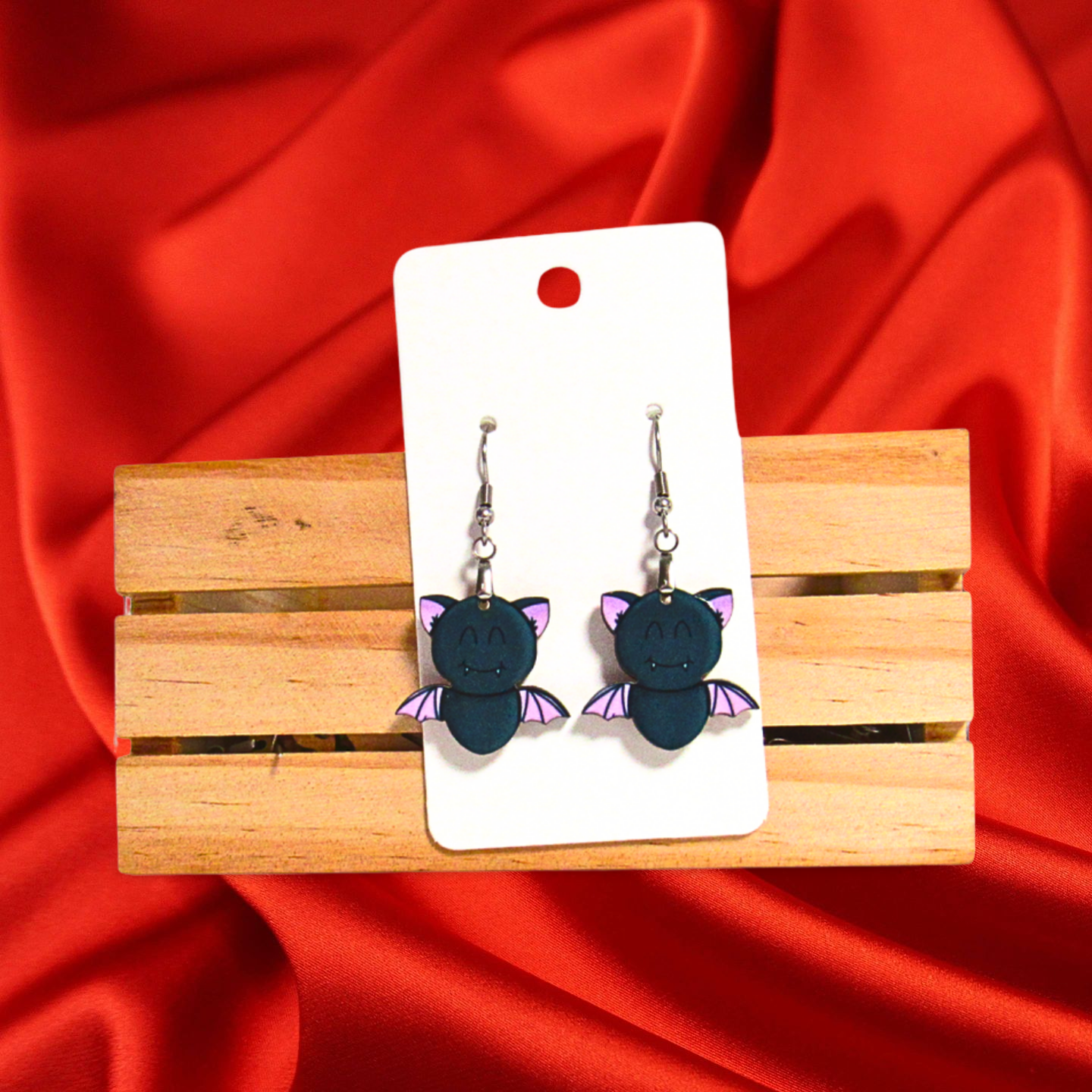 Flying Bat Shaped Sublimated Earrings 1 inch