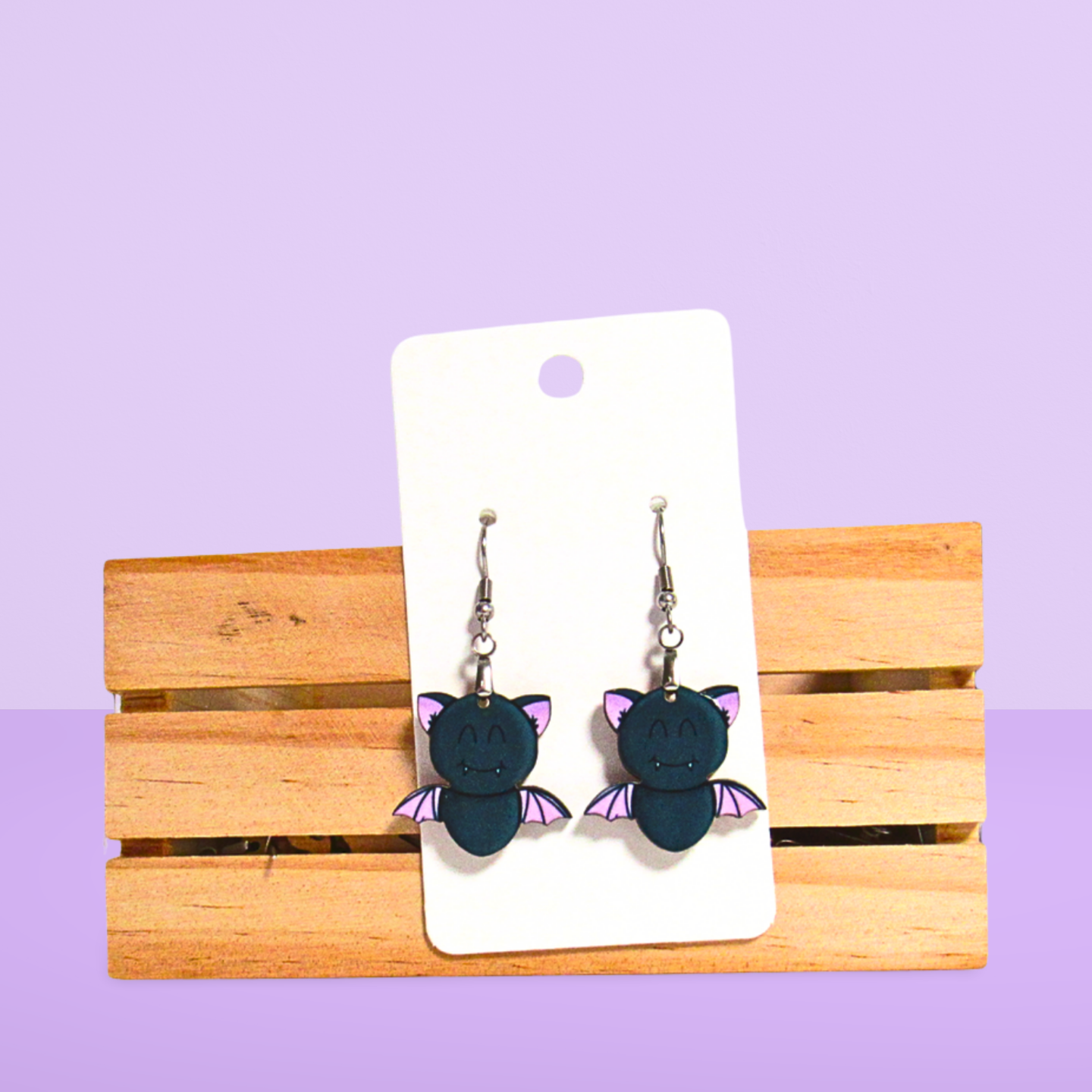 Flying Bat Shaped Sublimated Earrings 1 inch