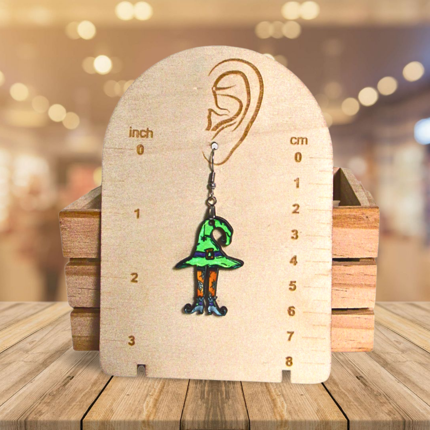 Witch Hat with Legs Shaped Sublimated Earrings 1.5 inch