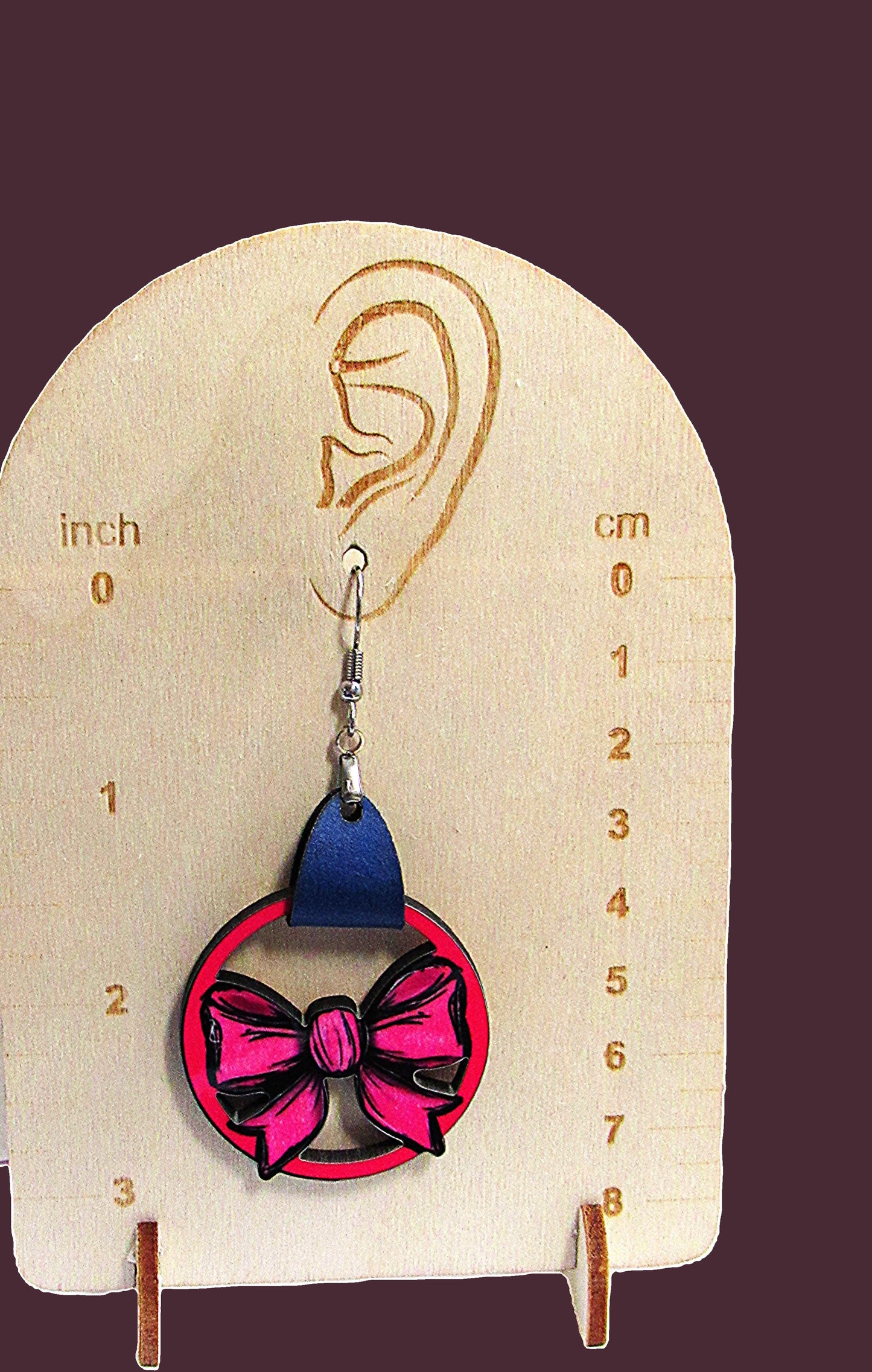 Faux Leather Bow Shaped Sublimated Earrings