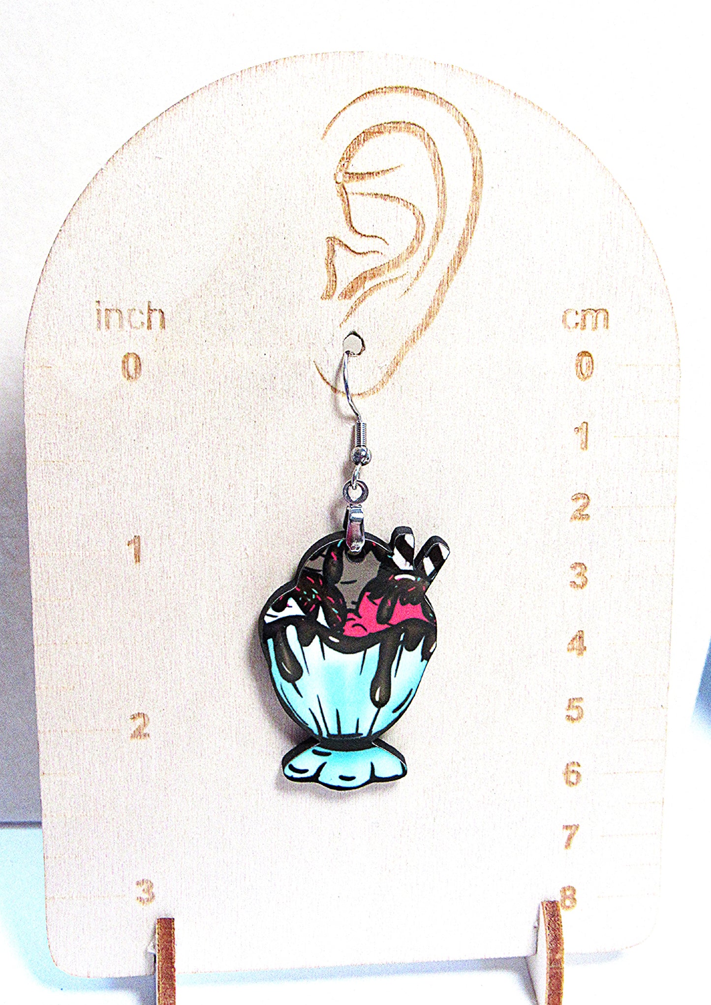 Ice Cream Sundae Shaped Sublimated Earrings