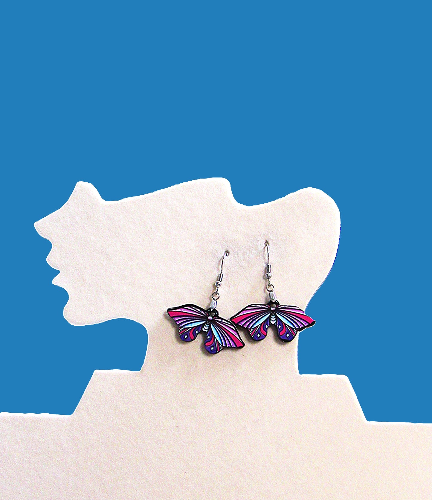 Moth Shaped Sublimated Earring 1.5 inch