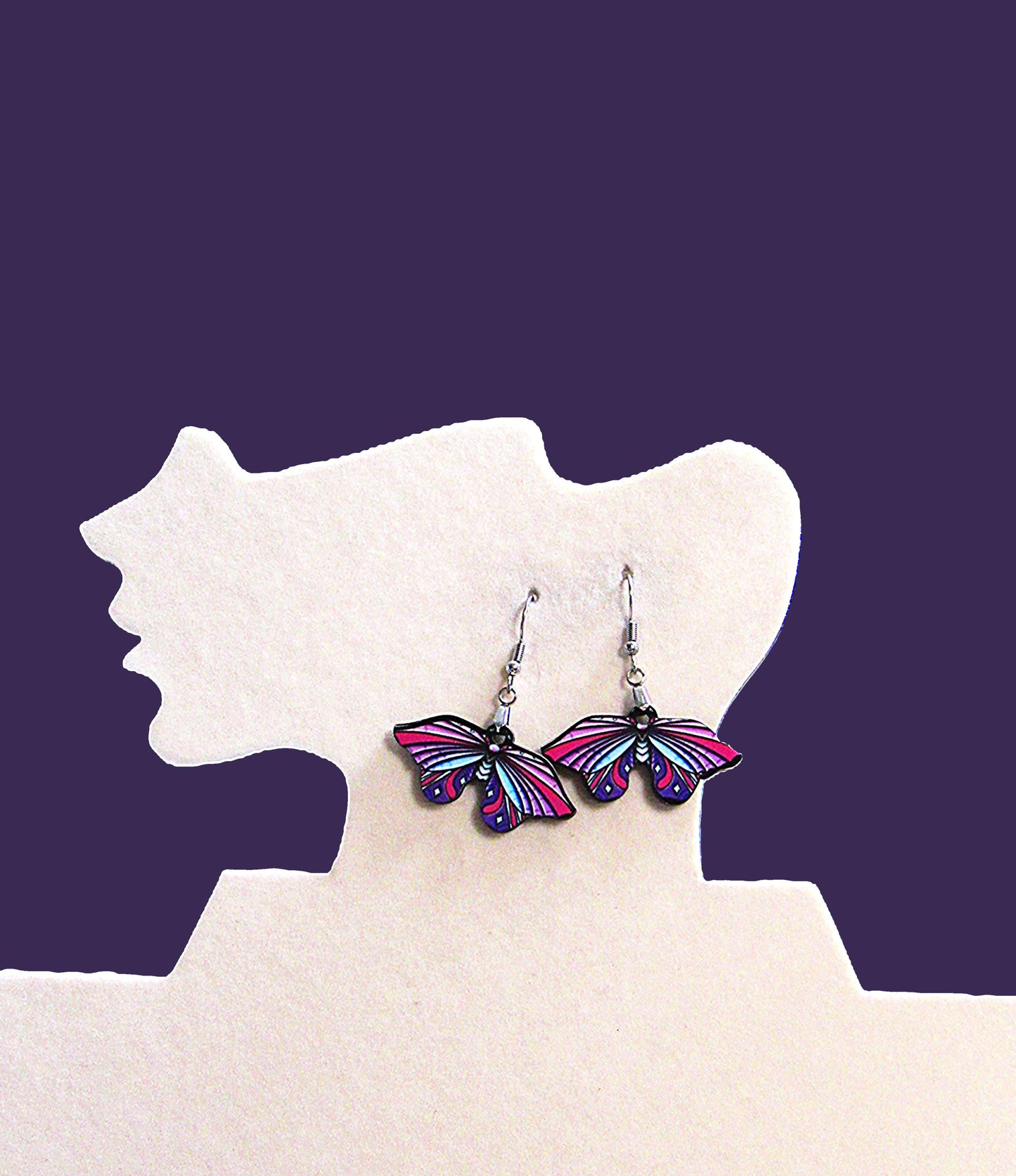 Moth Shaped Sublimated Earring 1.5 inch