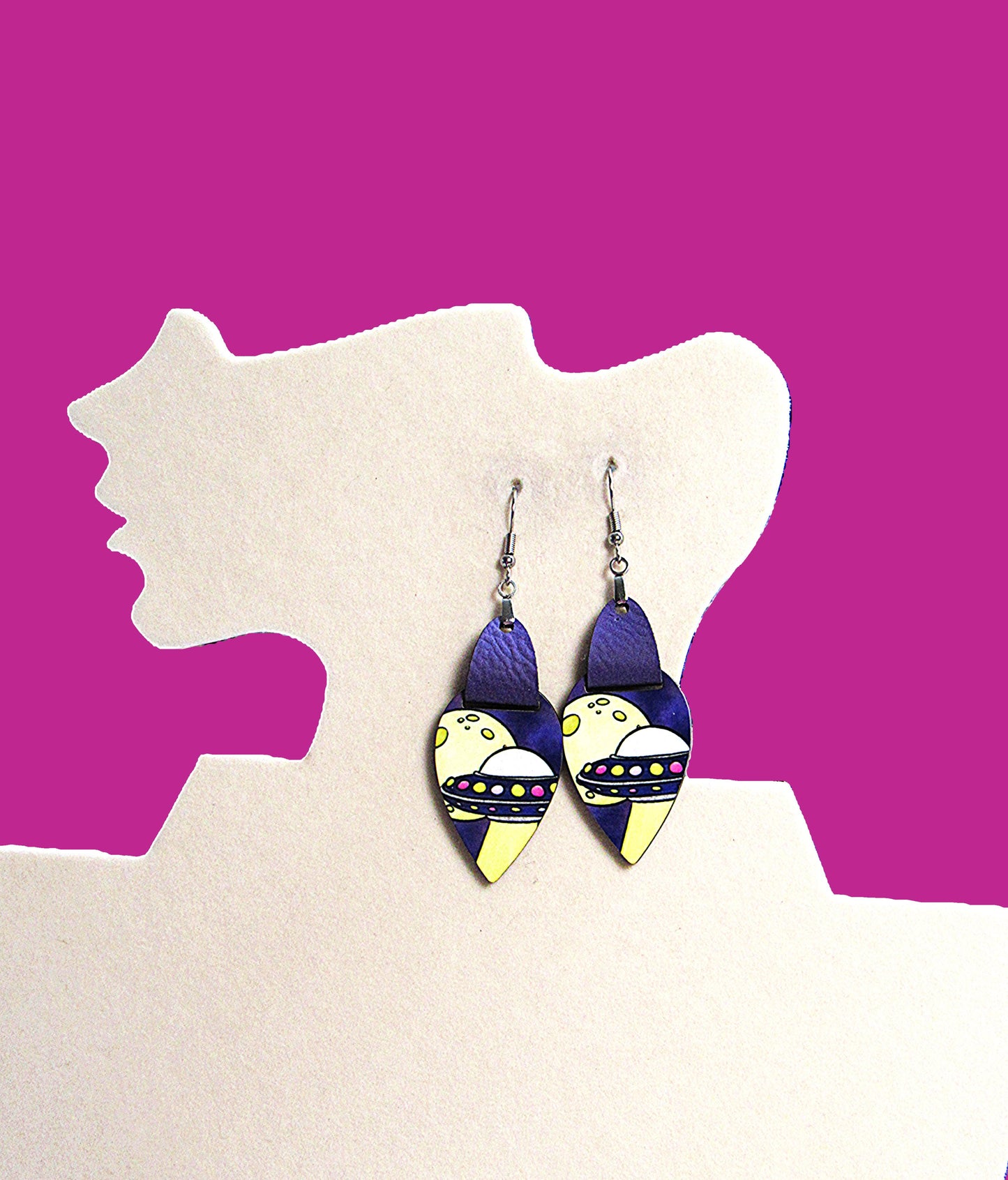 Faux Leather Teardrop Sublimated Earrings