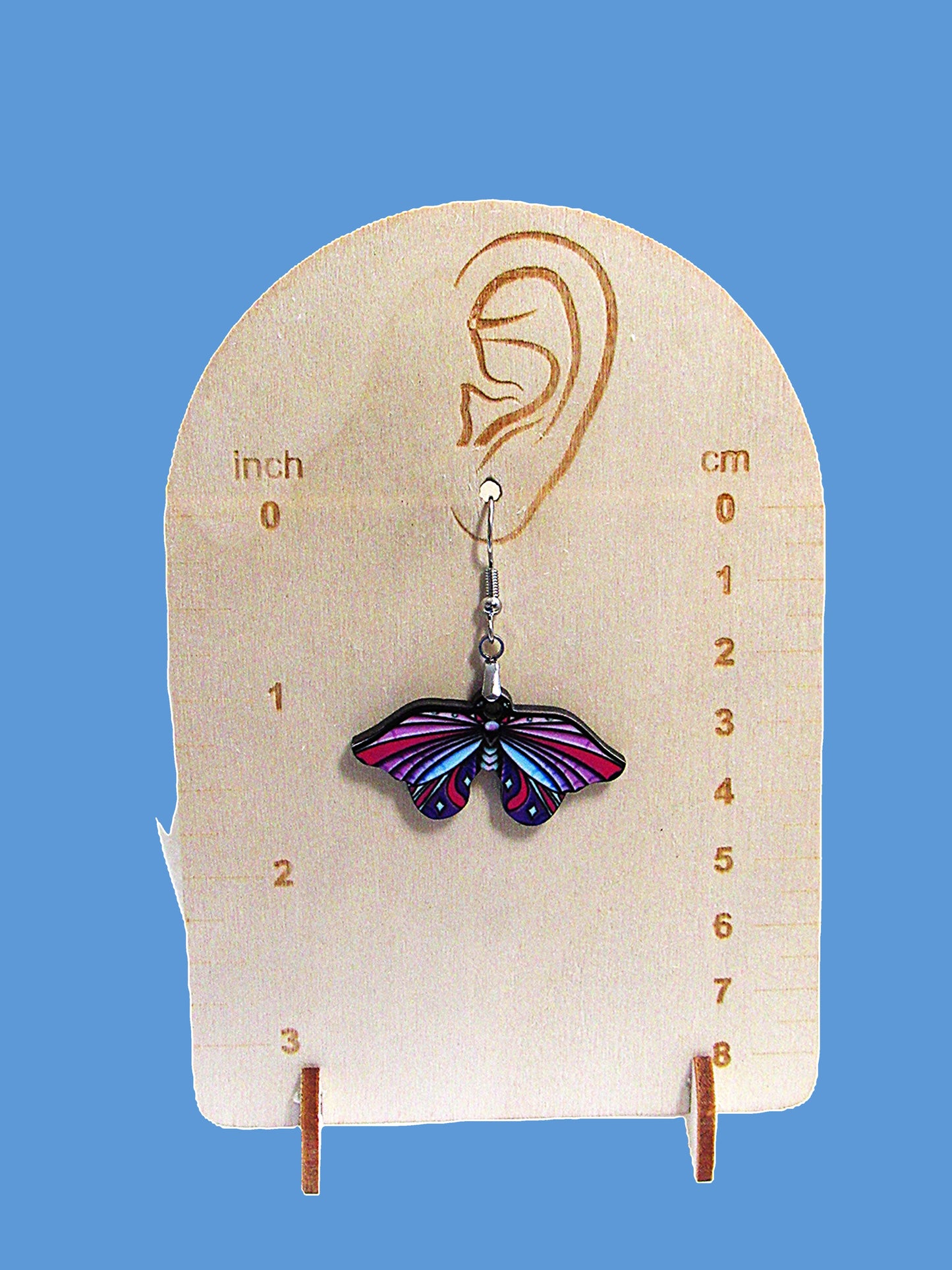 Moth Shaped Sublimated Earring 1.5 inch