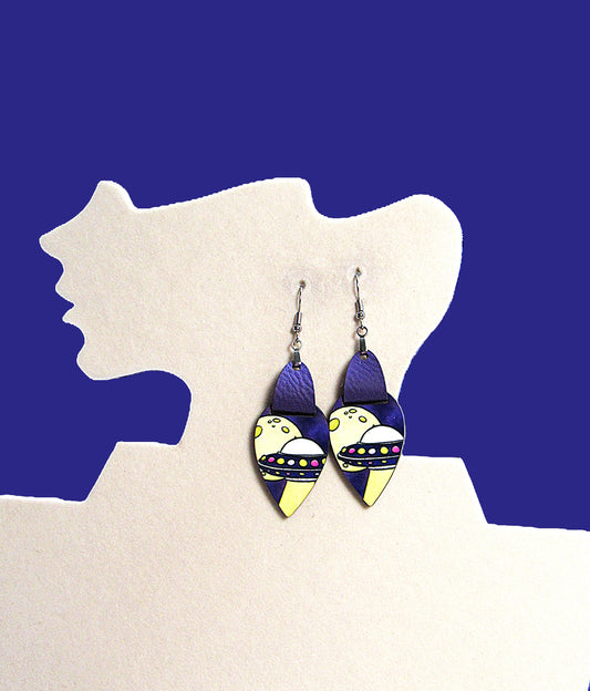 Faux Leather Teardrop Sublimated Earrings