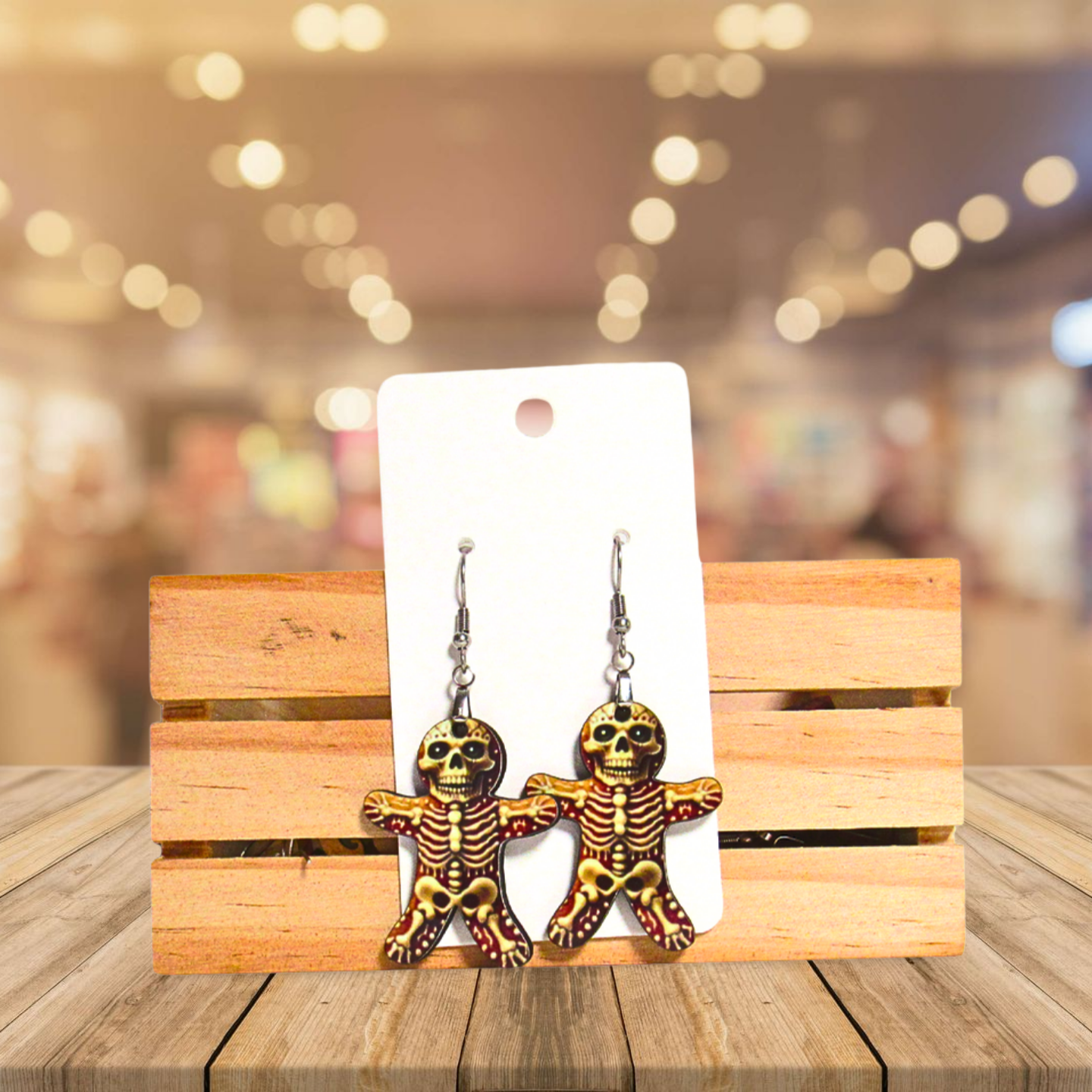 Skeleton Gingerbread Shaped Sublimated Earrings