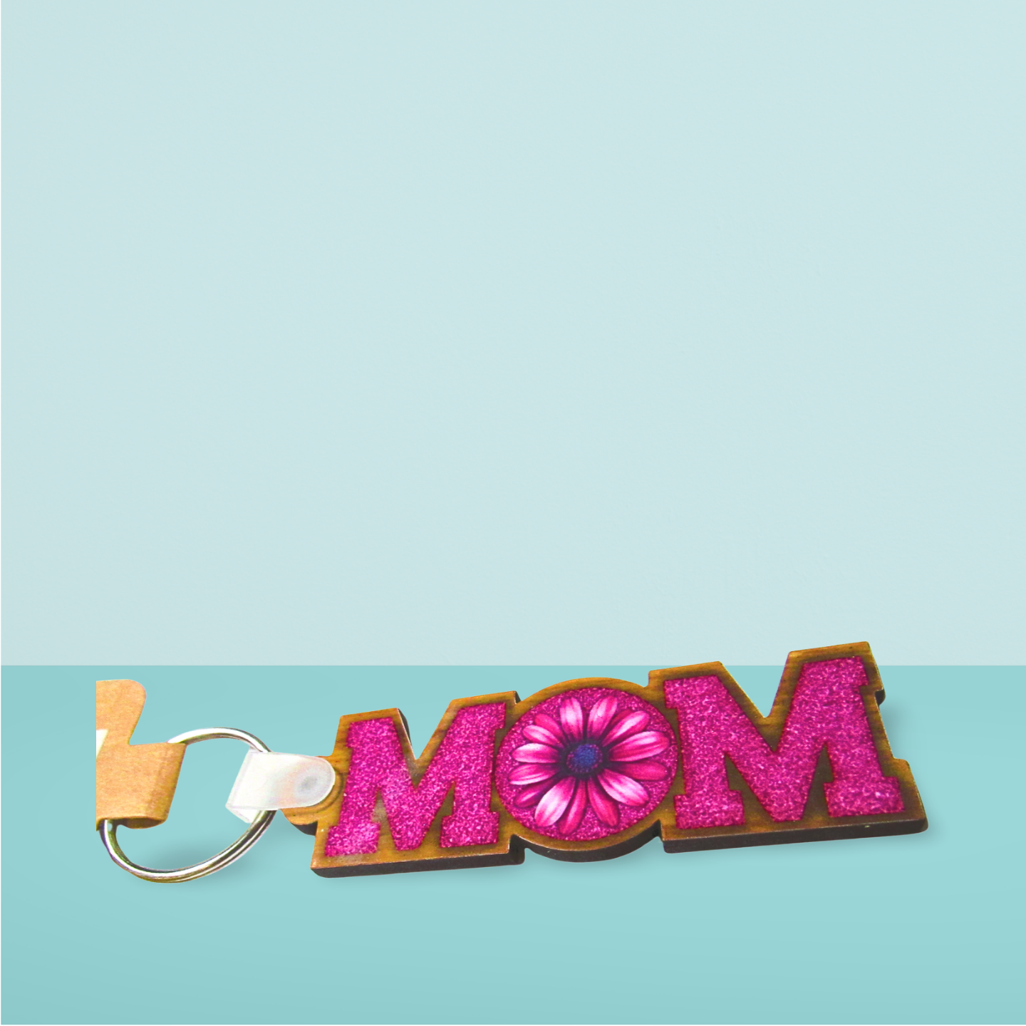 Horizontal Shaped MOM themed Sublimated Keychain MDF