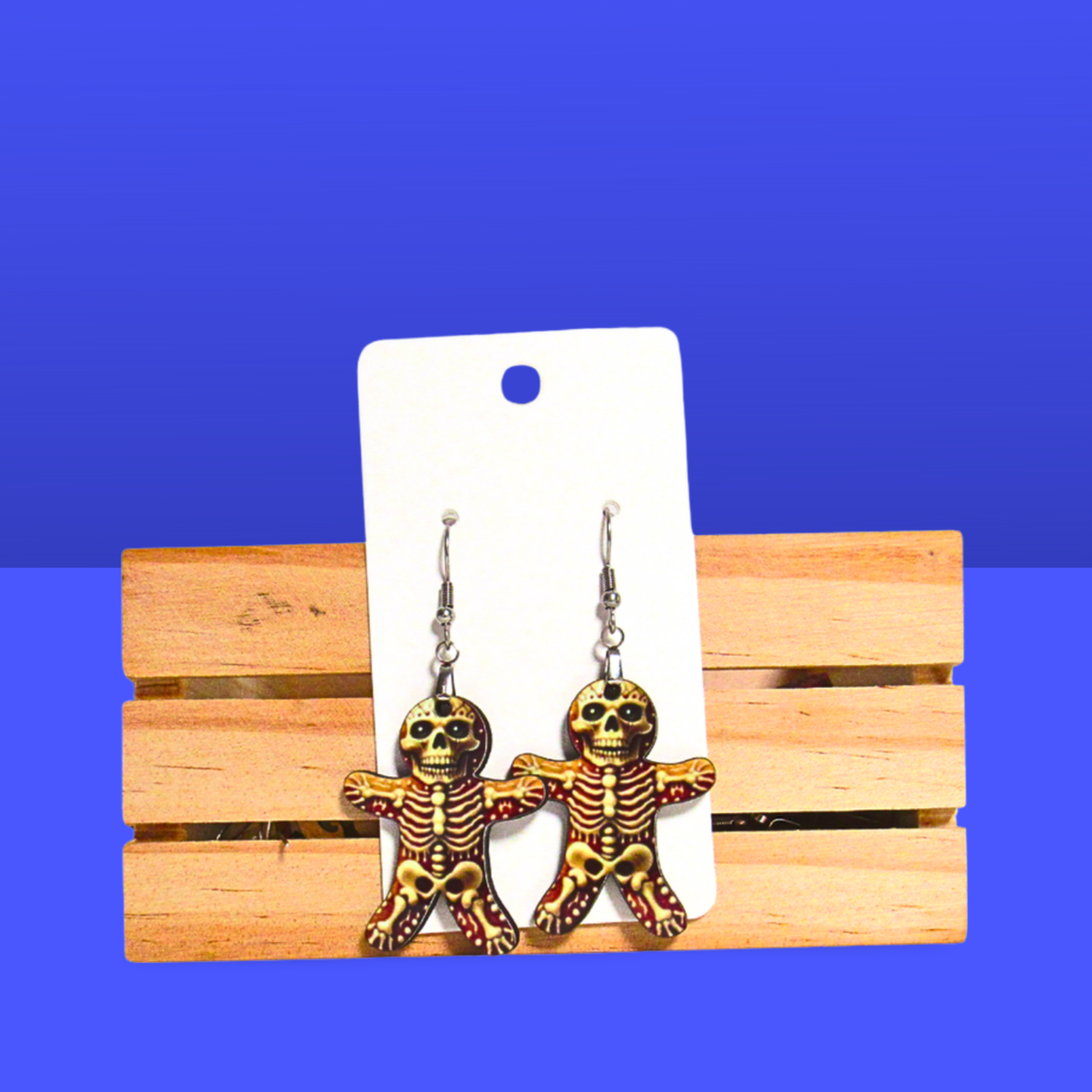 Skeleton Gingerbread Shaped Sublimated Earrings