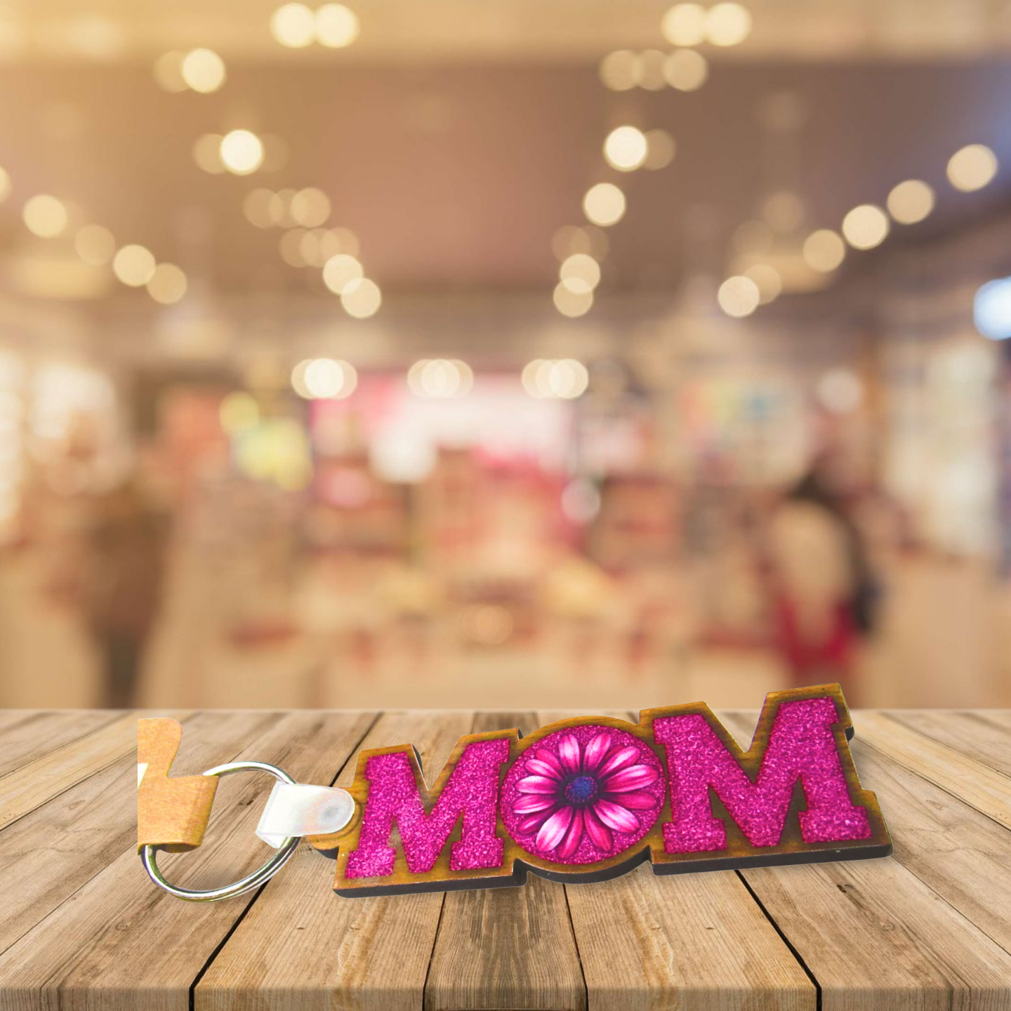 Horizontal Shaped MOM themed Sublimated Keychain MDF