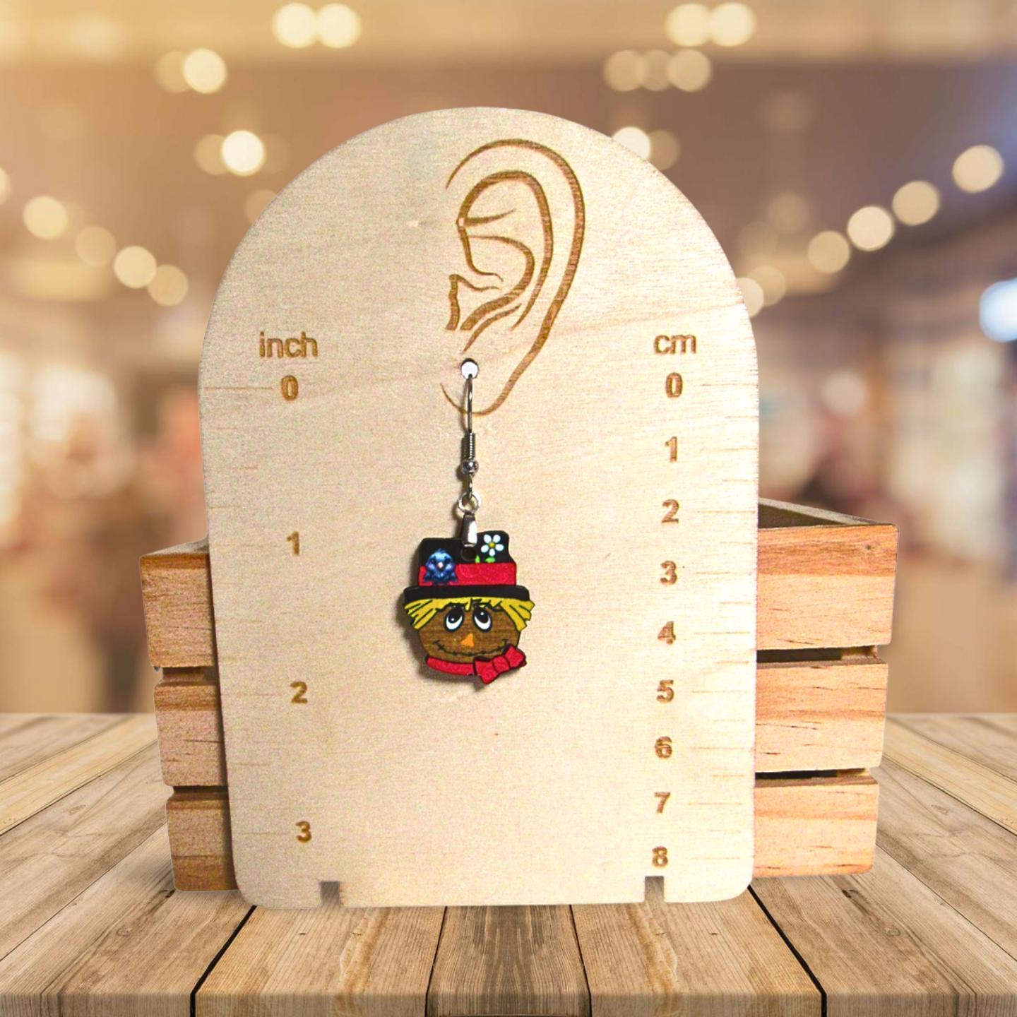 Scarecrow Head Shaped Sublimated Earrings