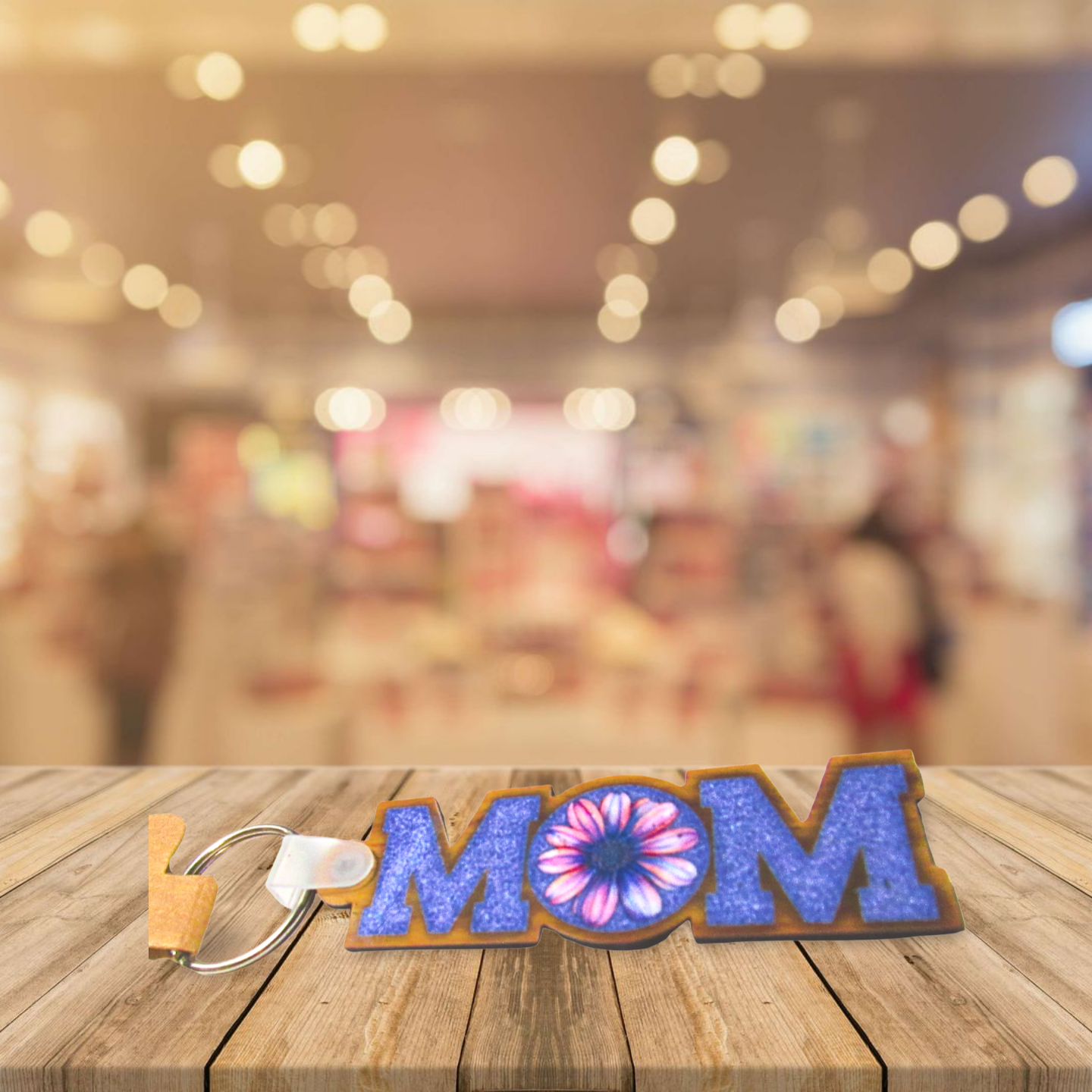 Horizontal Shaped MOM themed Sublimated Keychain MDF