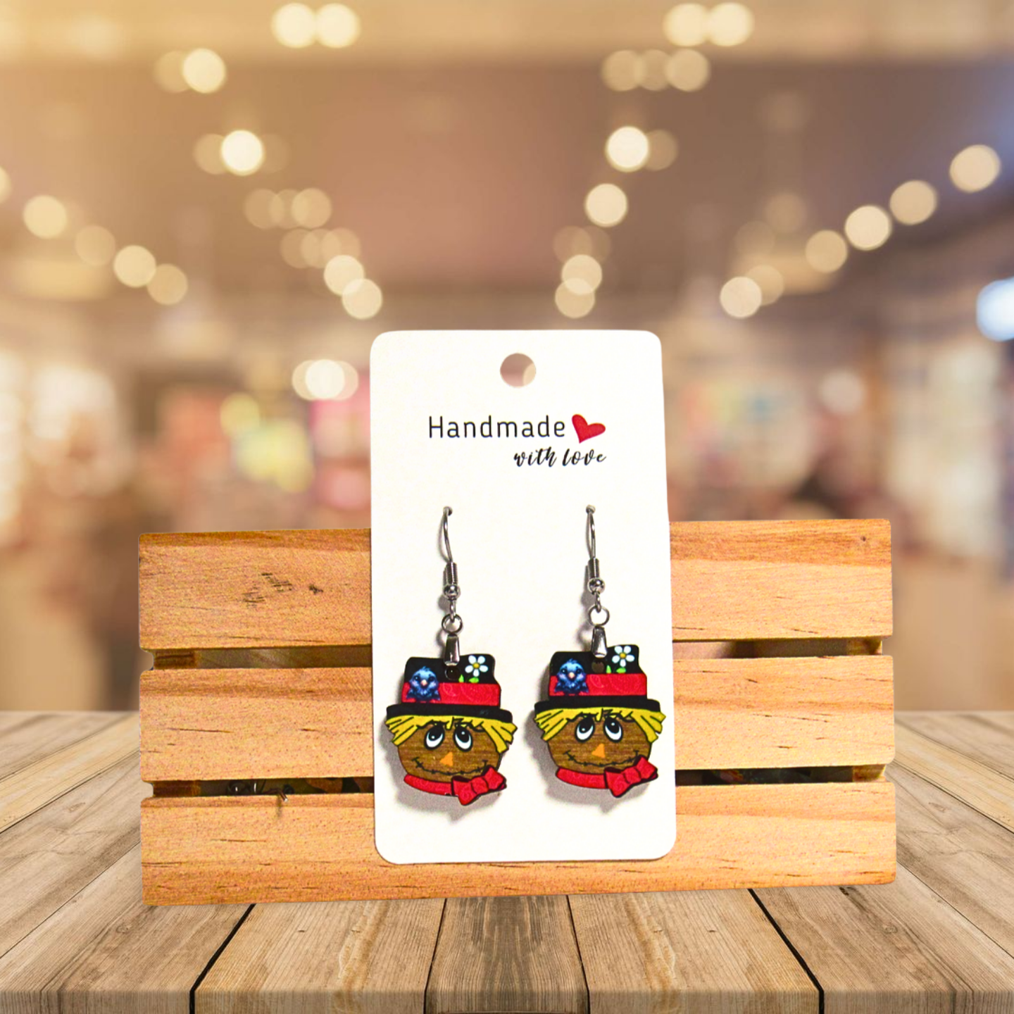 Scarecrow Head Shaped Sublimated Earrings