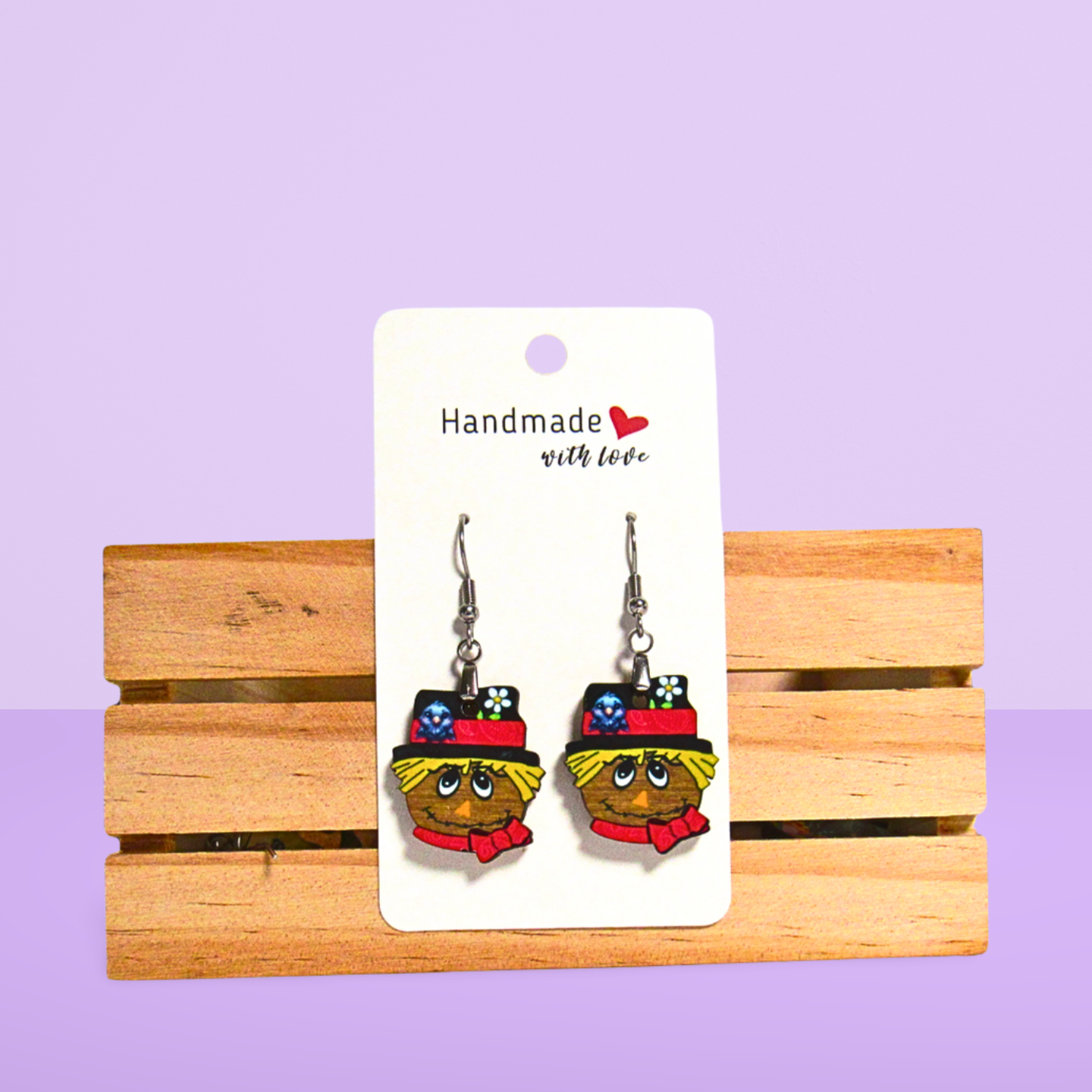 Scarecrow Head Shaped Sublimated Earrings