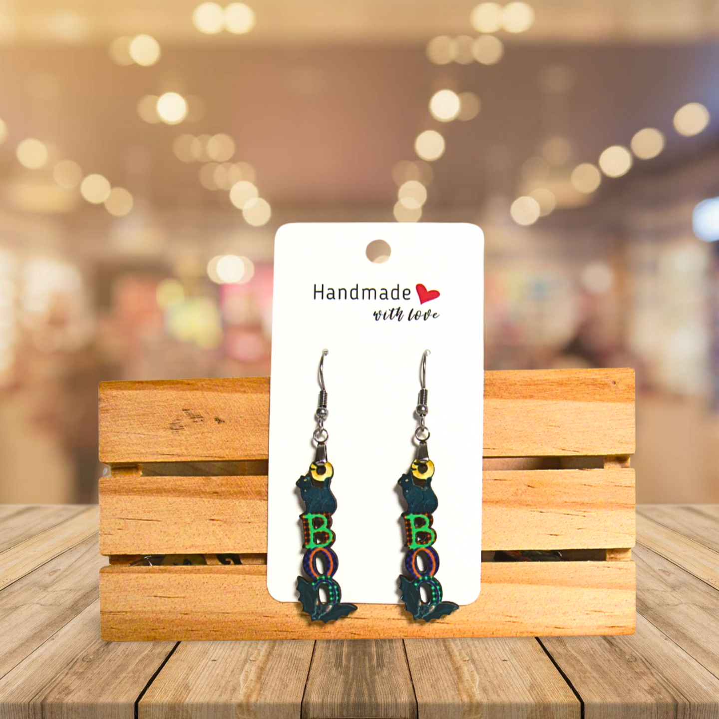 Cat Boo Shaped Sublimated Earrings 1.5 inch