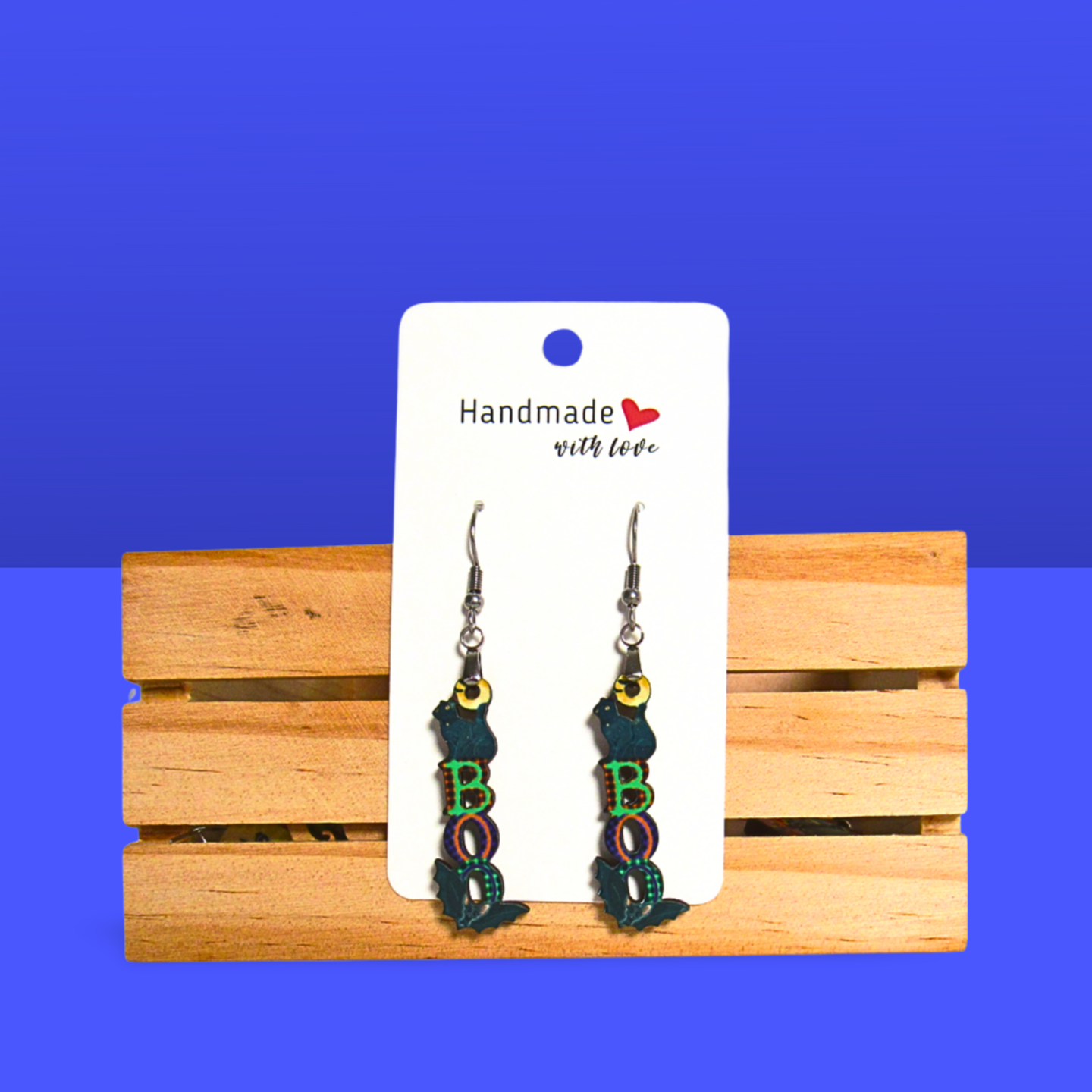 Cat Boo Shaped Sublimated Earrings 1.5 inch