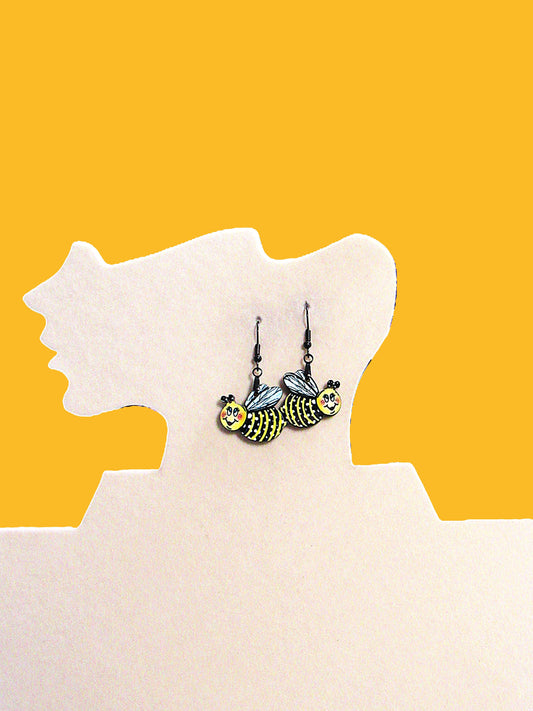 Bee Shaped Sublimated Earring 1 inch