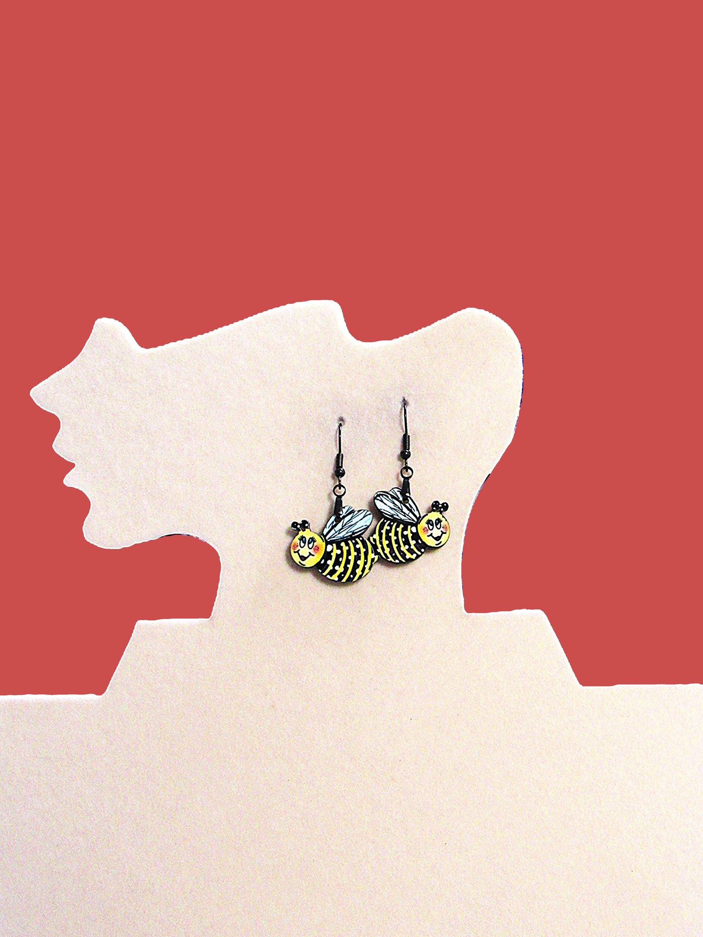 Bee Shaped Sublimated Earring 1 inch
