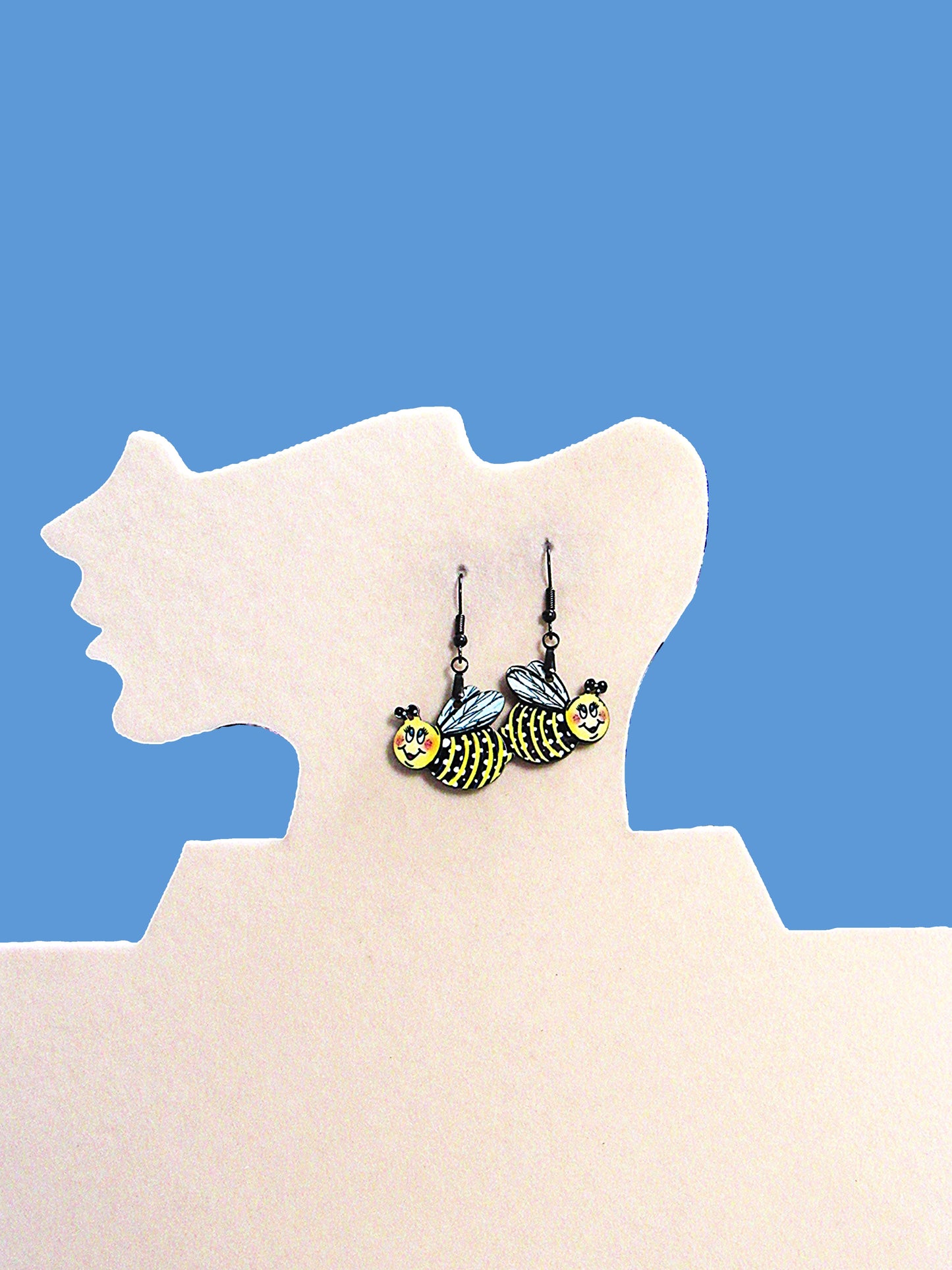 Bee Shaped Sublimated Earring 1 inch