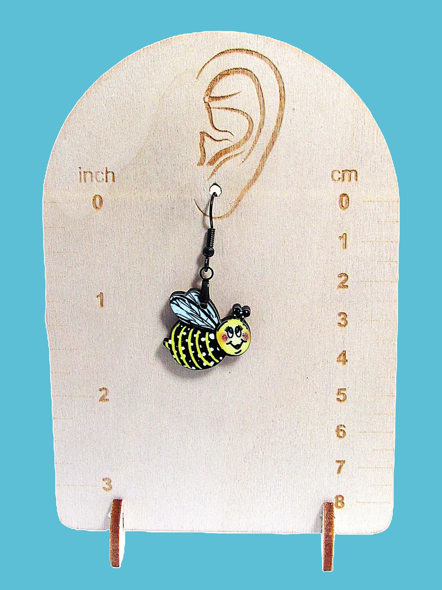 Bee Shaped Sublimated Earring 1 inch