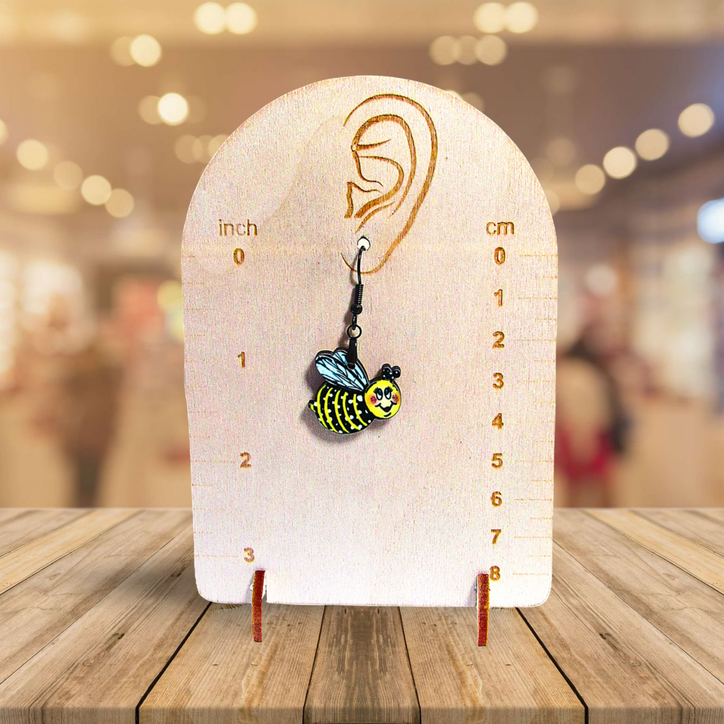 Bee Shaped Sublimated Earring 1.5 inch