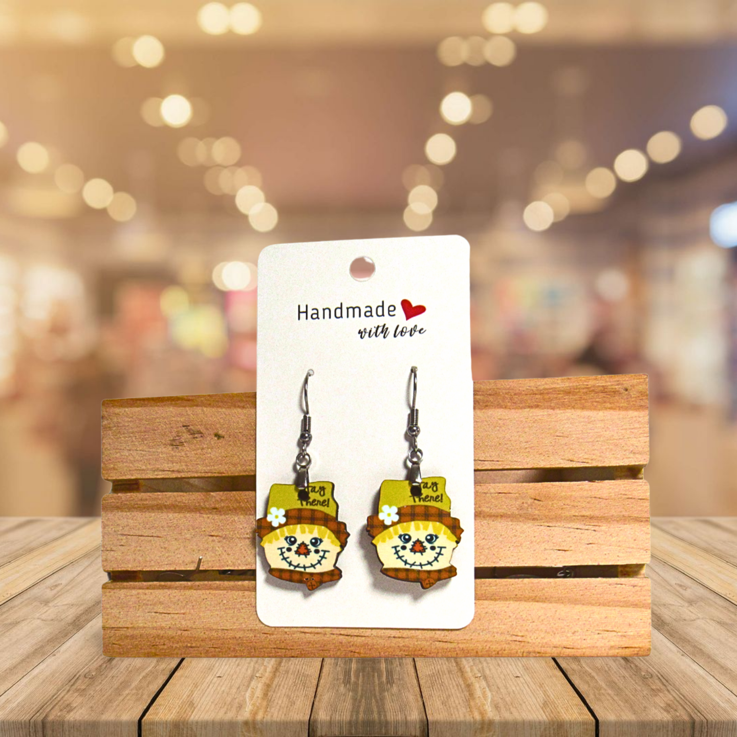 Scarecrow Head Shaped Sublimated Earrings