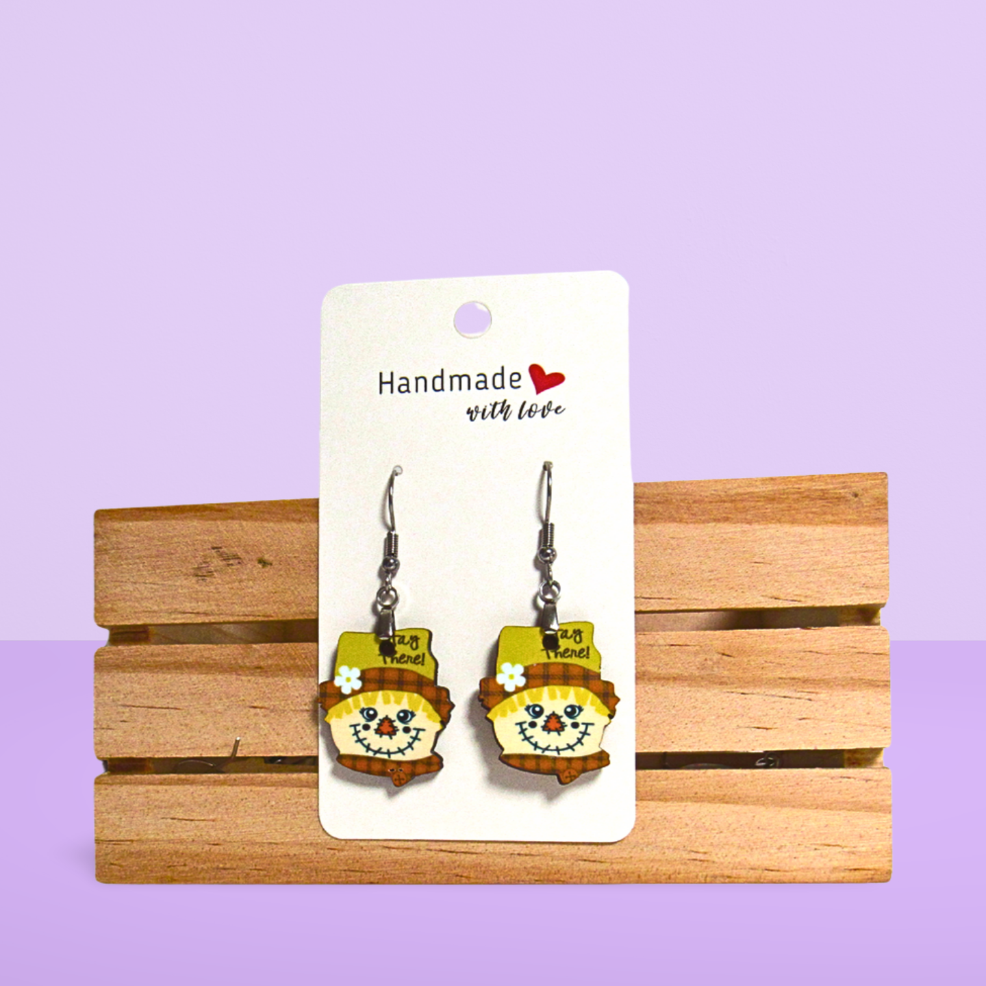 Scarecrow Head Shaped Sublimated Earrings