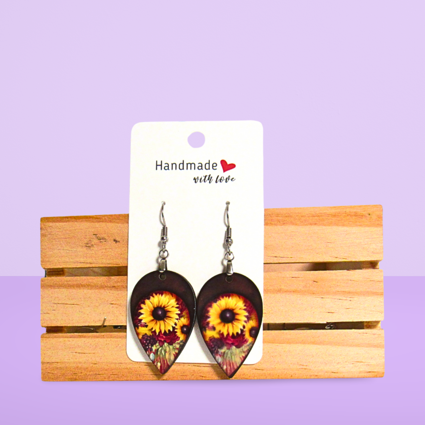 Reverse Teardrop Shaped Sublimated Earrings