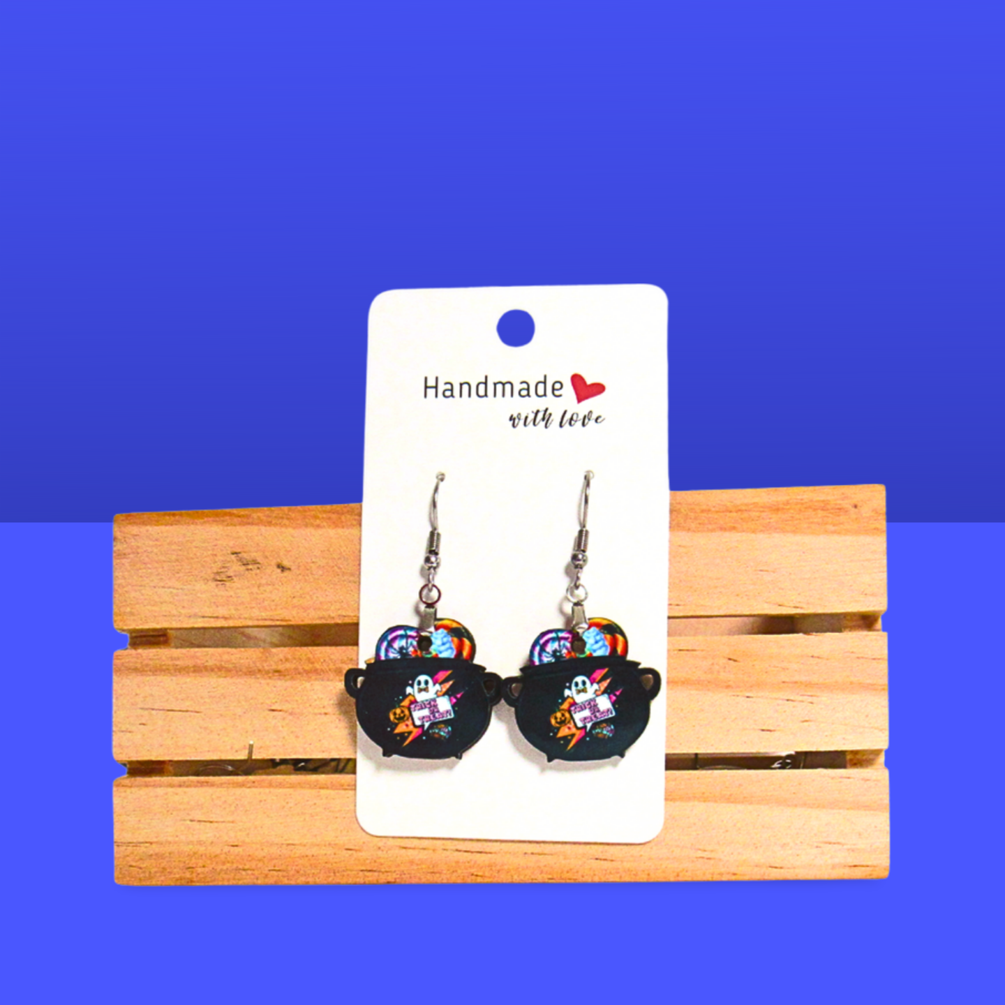 Cauldron Shaped Sublimated Earrings 1 inch