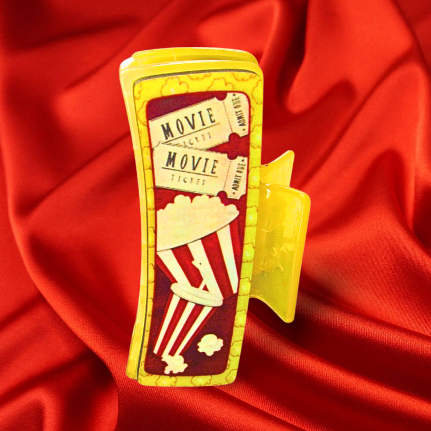 Popcorn Themed Sublimated Large Hair Clip